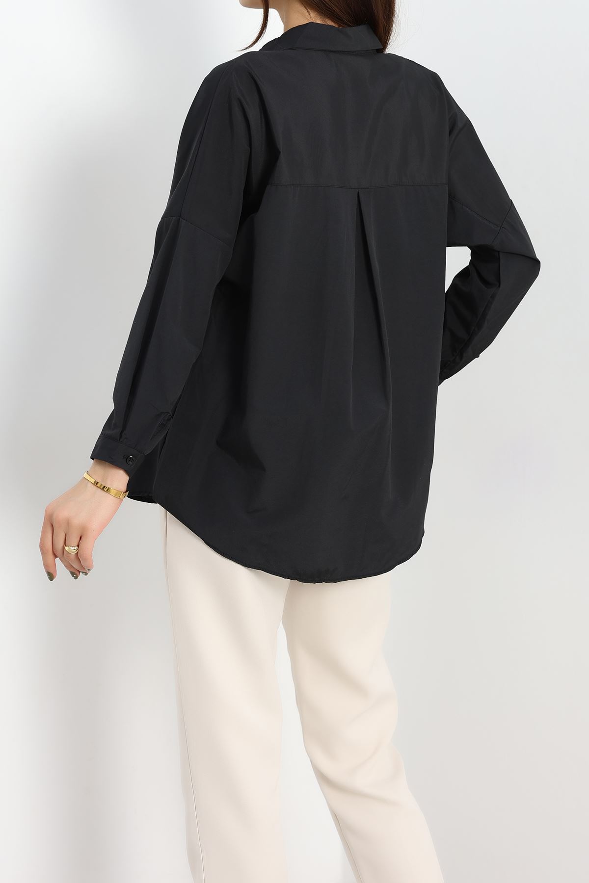 Terikoton Oversize Gömlek Siyah - 30840.1949.