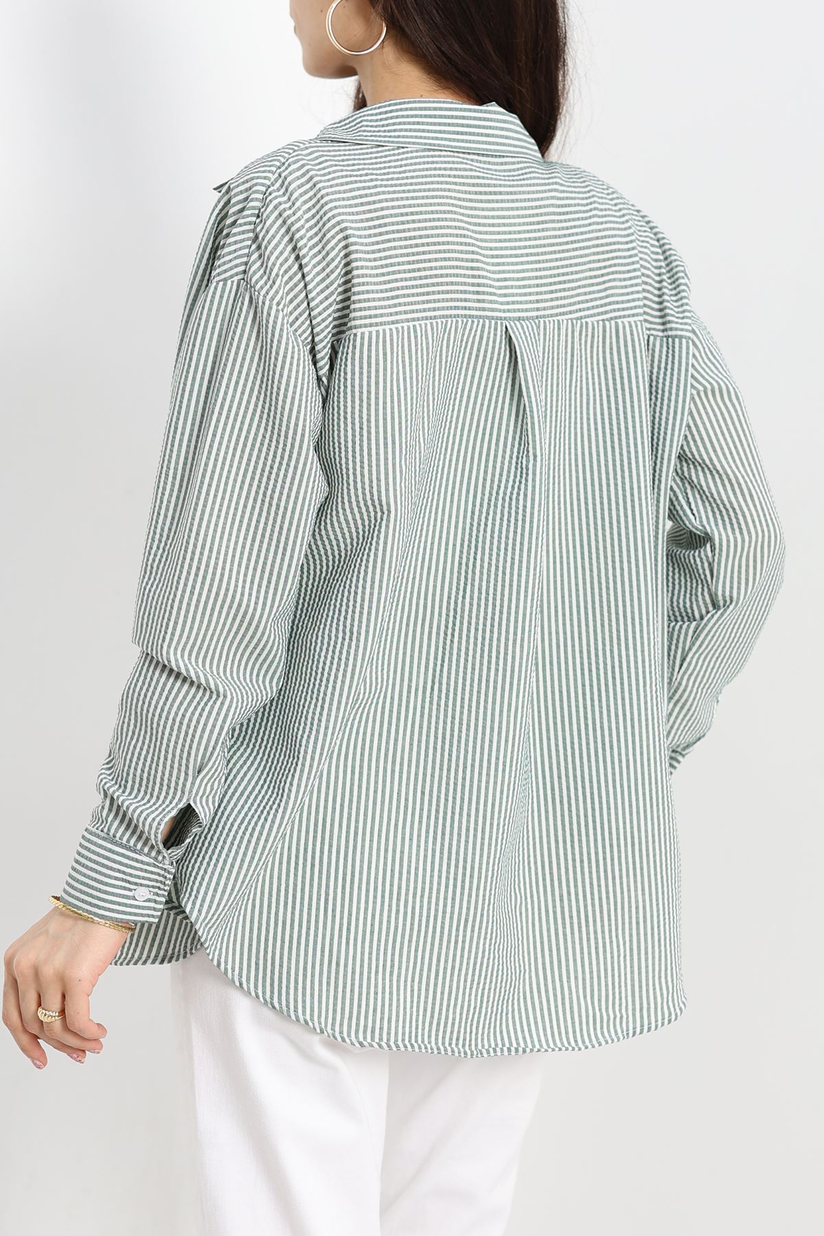 Çizgili Gofre Gömlek Haki - 80020.147.