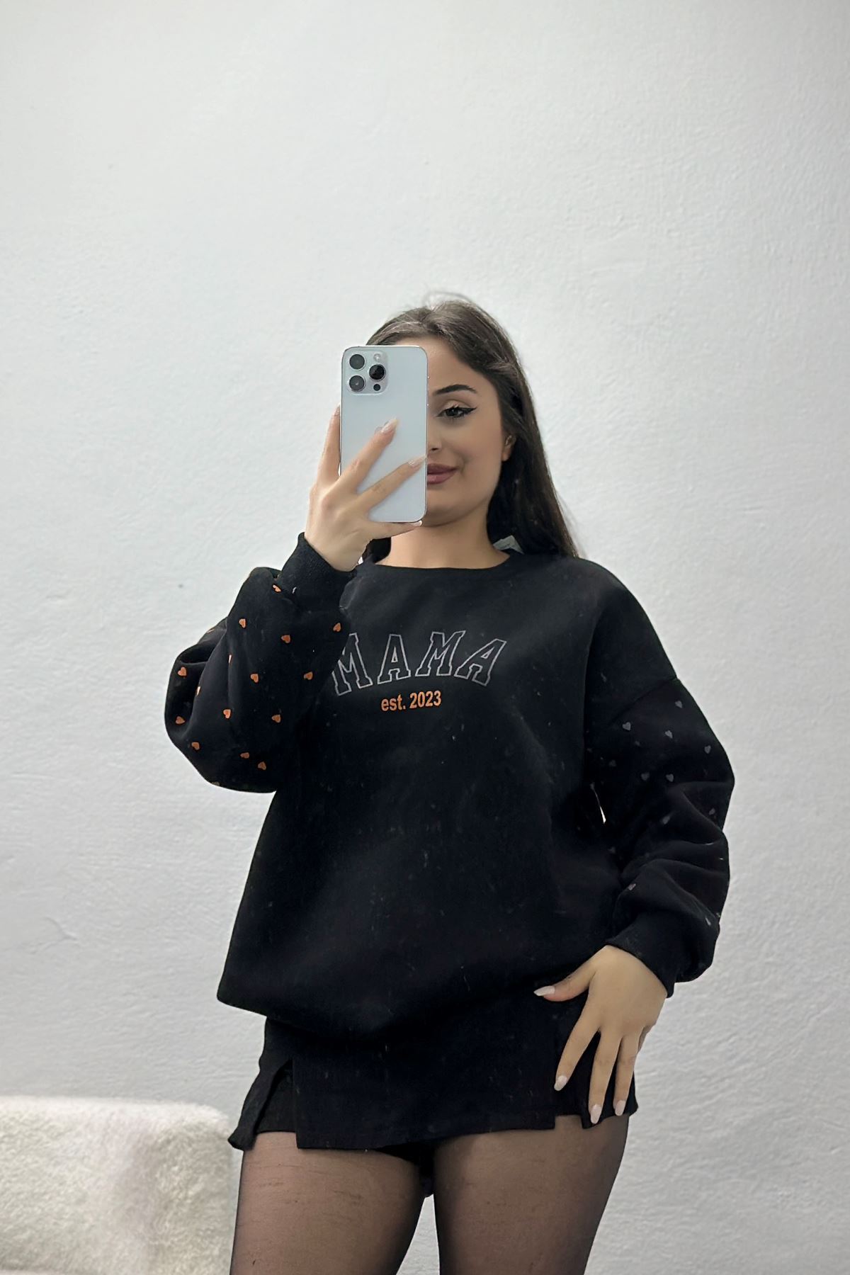 3 İplik Bisiklet Yaka Sweat Siyah - 42238.1878.