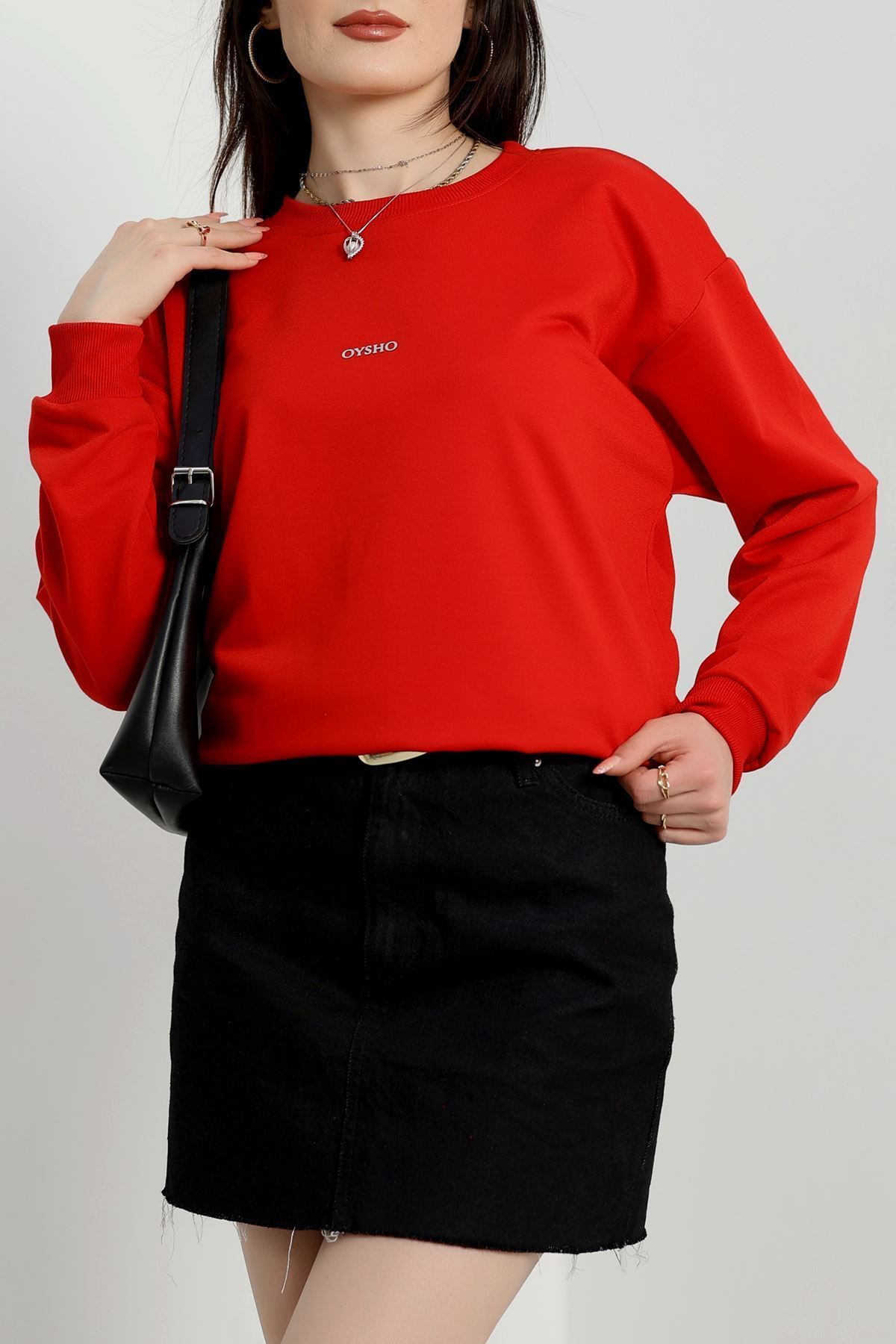 Baskılı 2 İplik Sweat Kırmızı - 20789.1878.