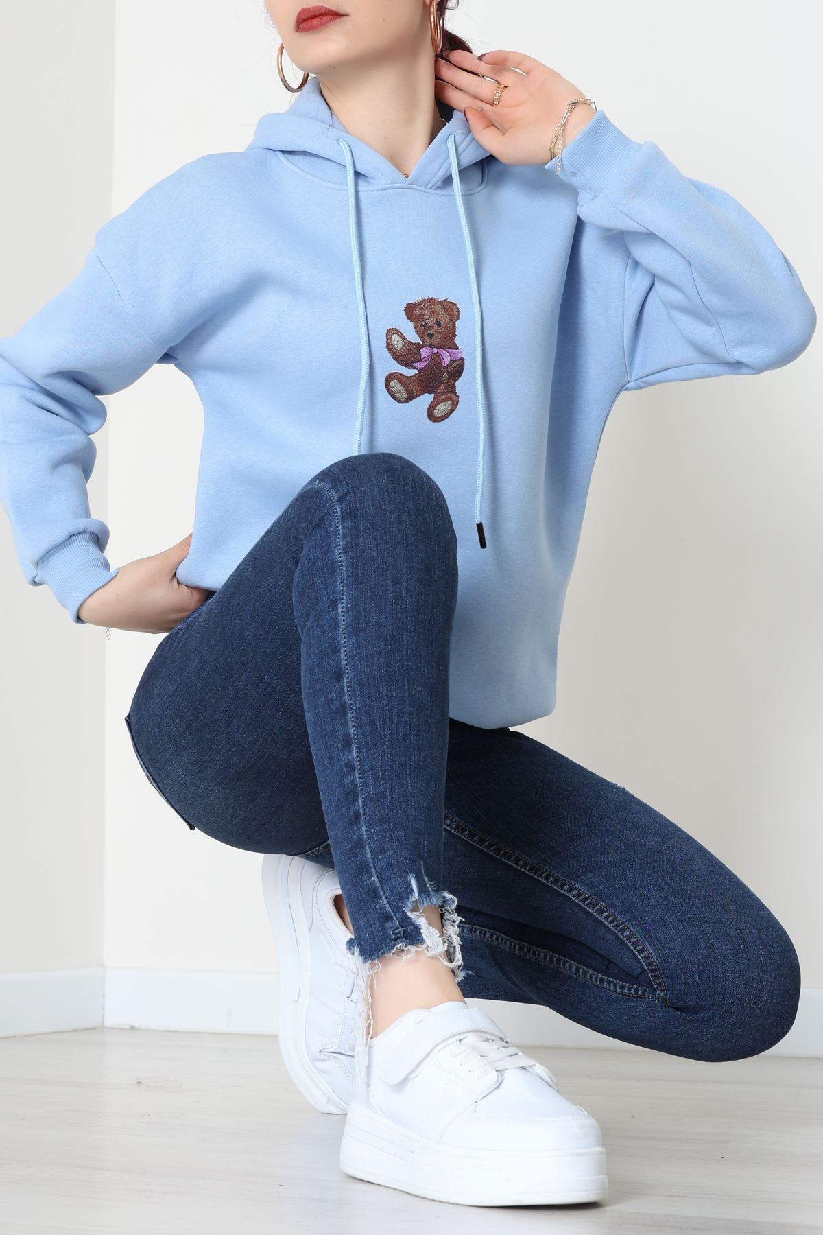 3 İplik Kapşonlu Baskılı Sweat Bebemavi - 42229.1878.