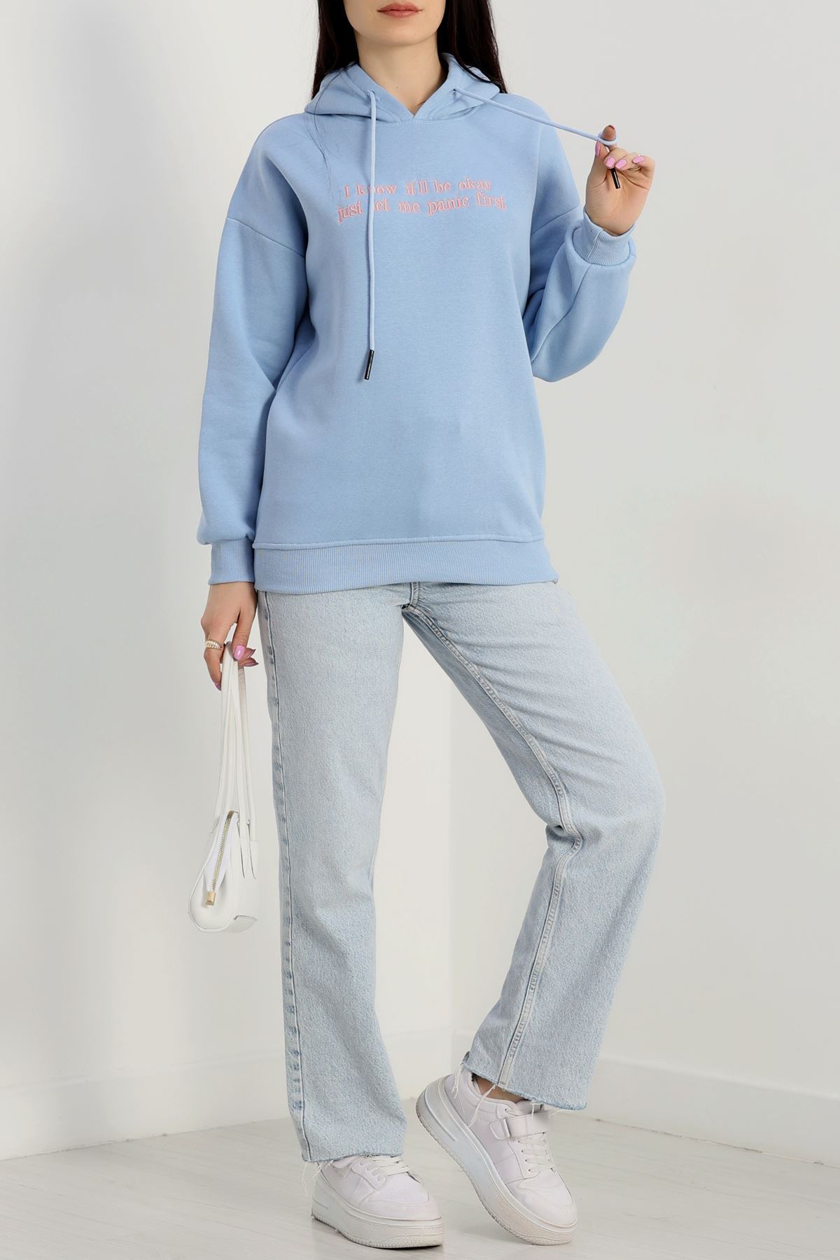 3 İplik Kapşonlu Nakışlı Sweat Bebemavipembe - 42231.1878.