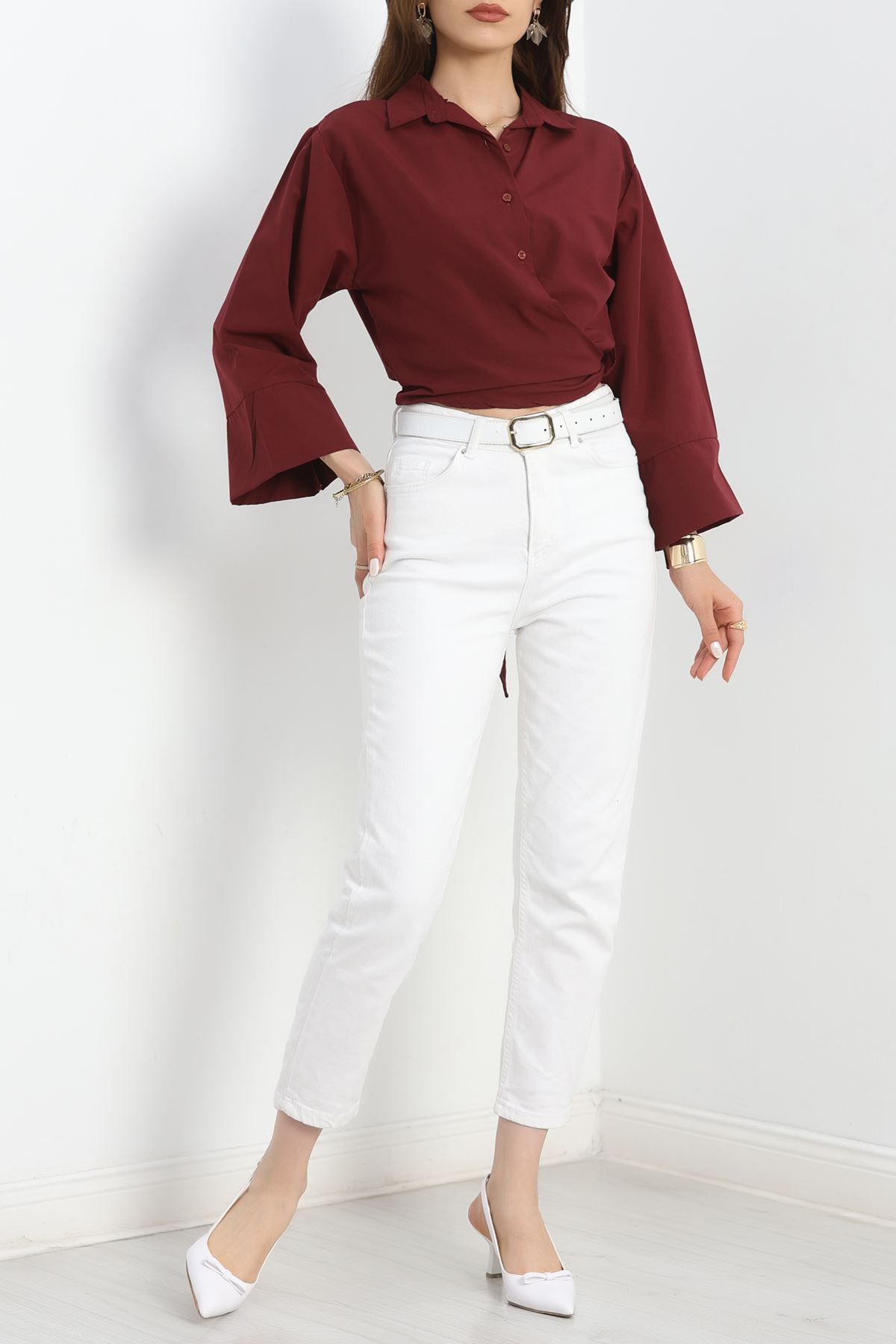 Bağlamalı Gömlek Bordo - 30925.1949.