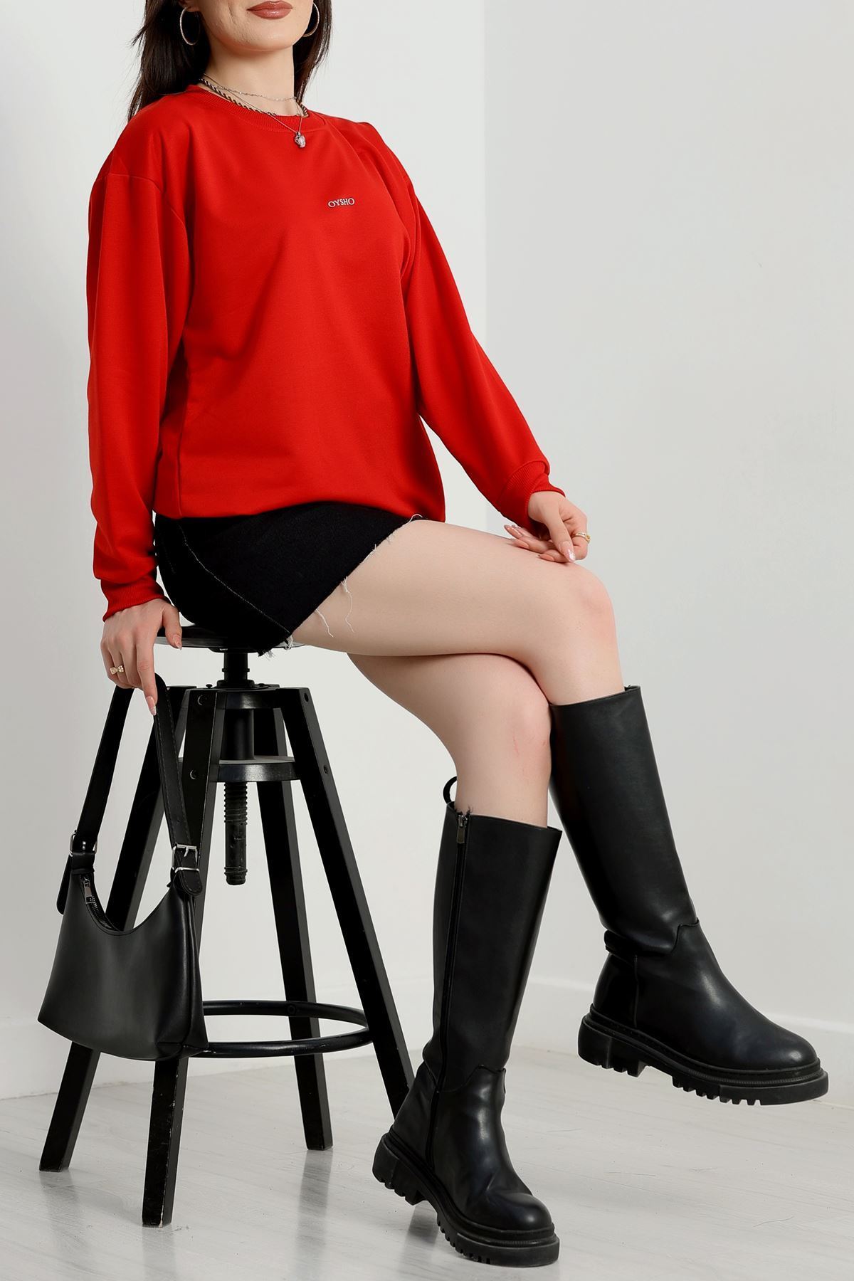 Baskılı 2 İplik Sweat Kırmızı - 20789.1878.