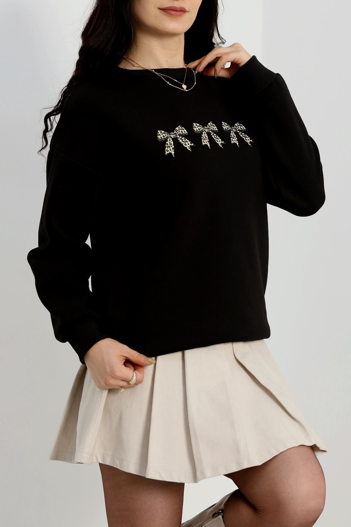 3 İplik Bisiklet Yaka Sweat Siyah - 42241.1878.