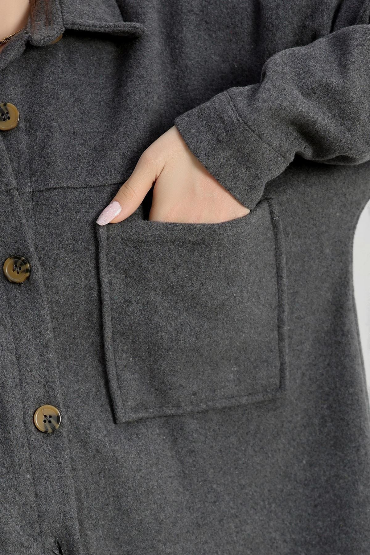 Çift Cep Kaşe Gömlek Antrasit - 20258.1775.