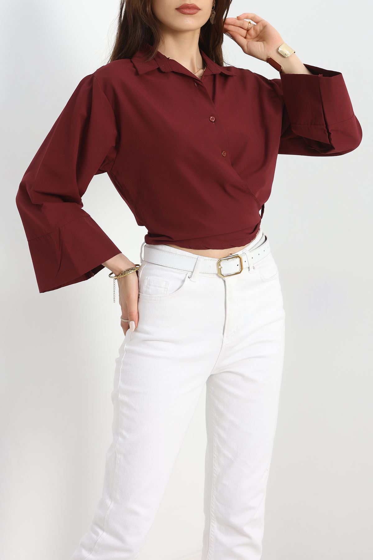 Bağlamalı Gömlek Bordo - 30925.1949.