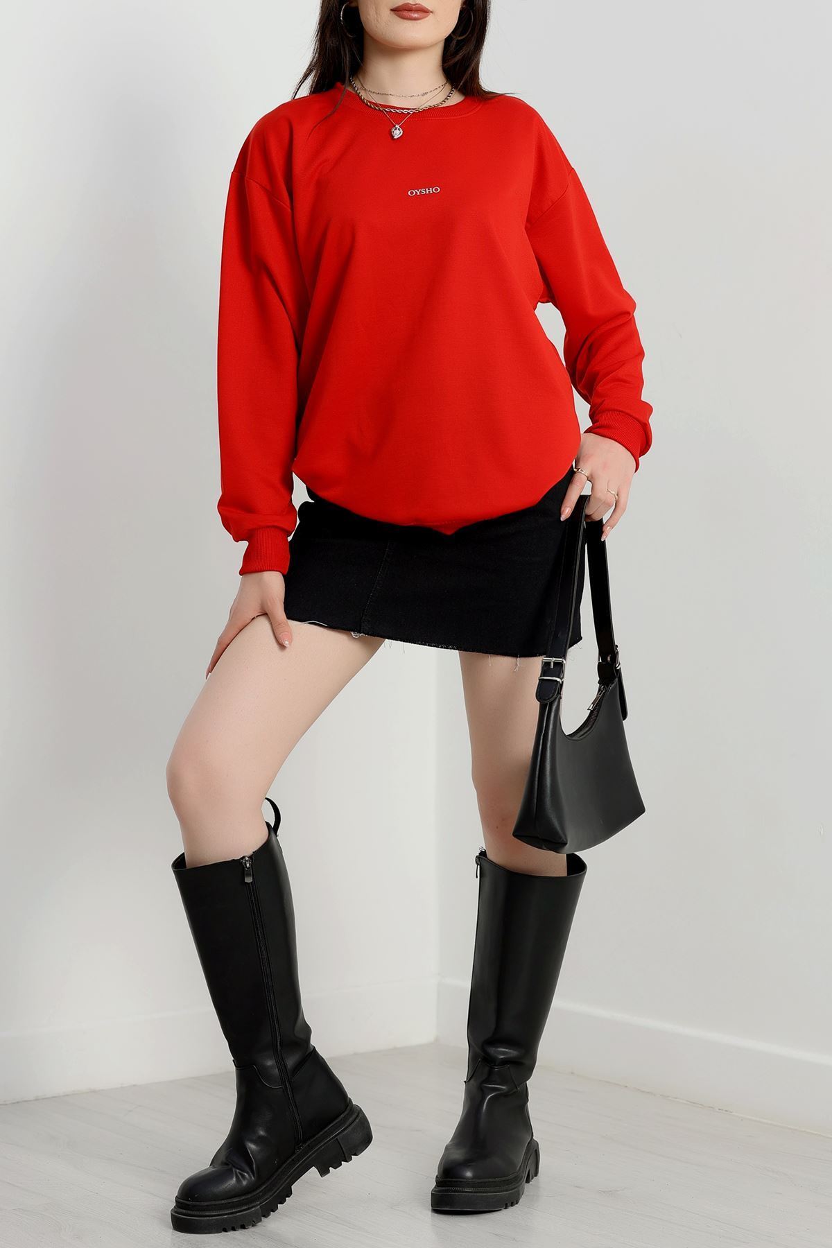 Baskılı 2 İplik Sweat Kırmızı - 20789.1878.