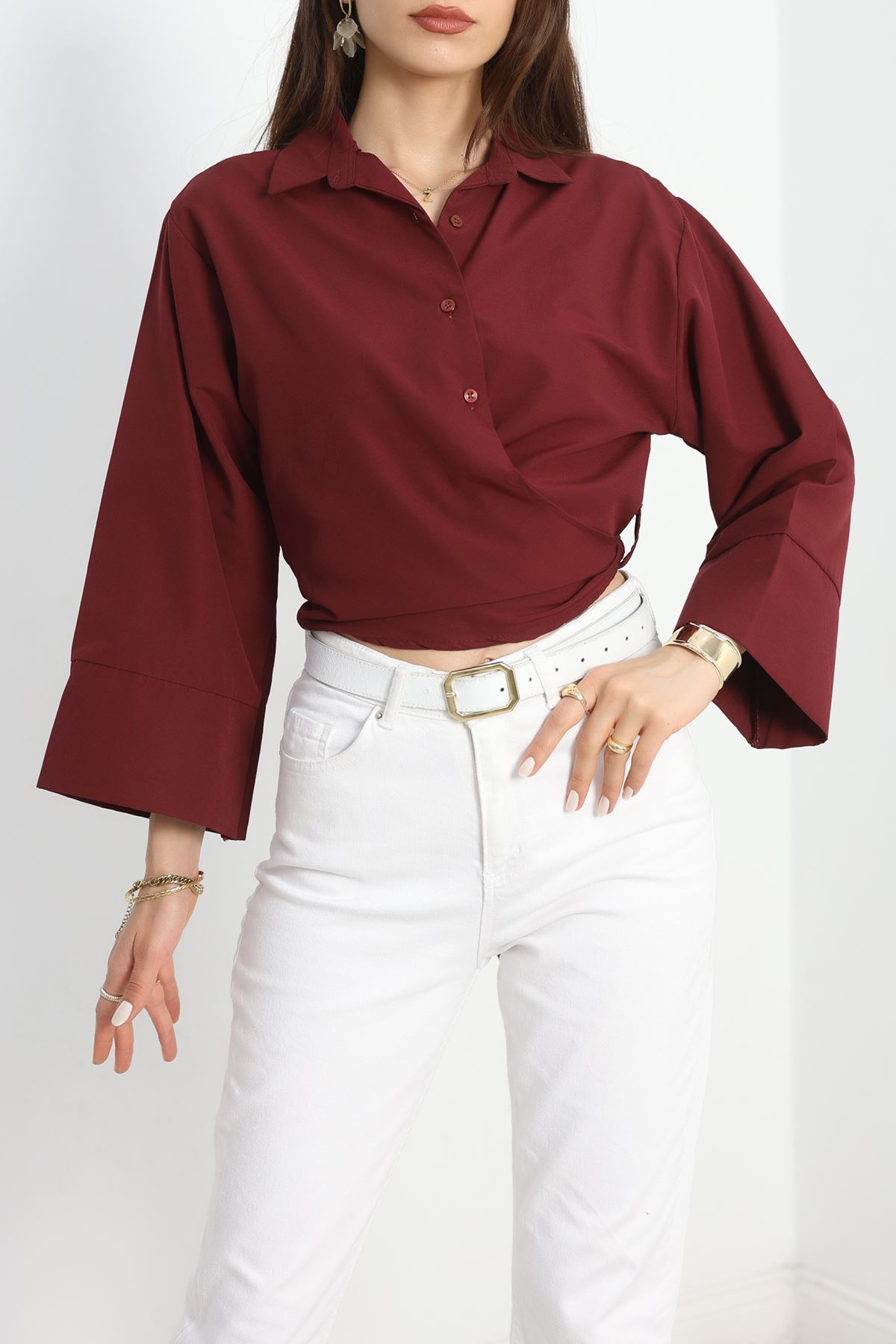 Bağlamalı Gömlek Bordo - 30925.1949.