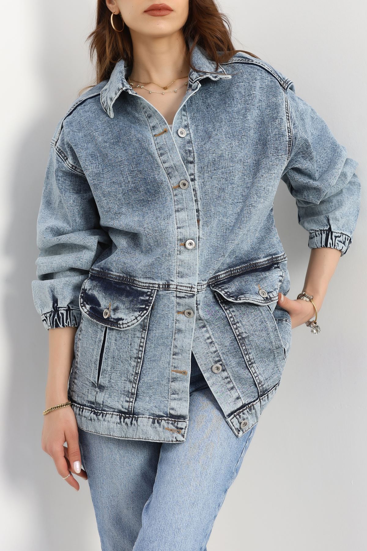 Körüklü Cep Kot Ceket  Mavi2 - 20464.1778.