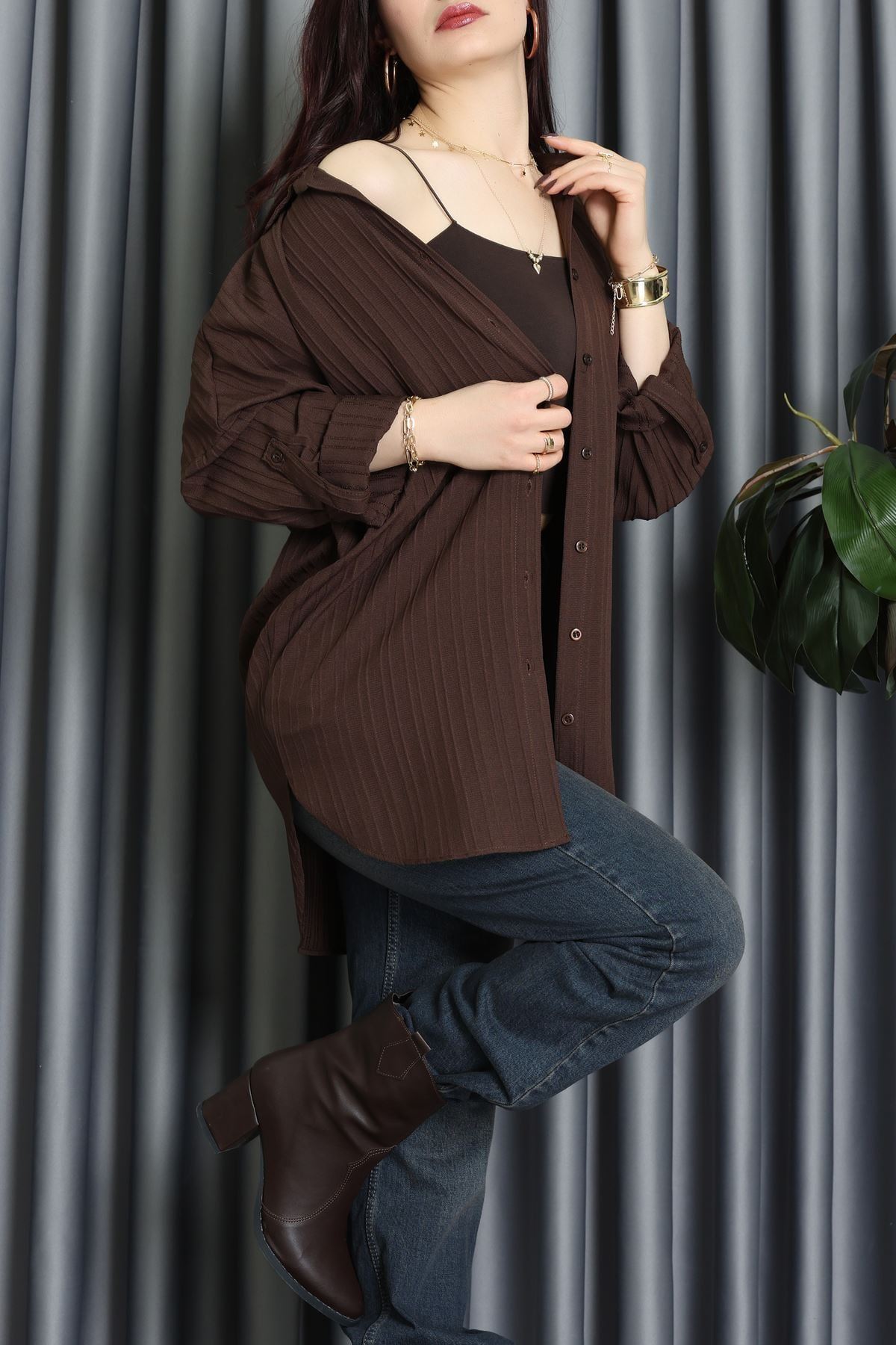 Siena Kumaş Gömlek Kahverengi - 2357.1602.