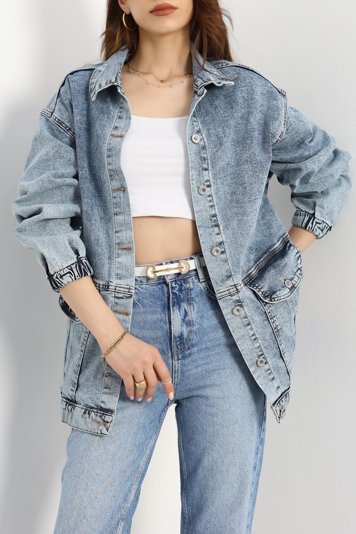 Körüklü Cep Kot Ceket  Mavi2 - 20464.1778.