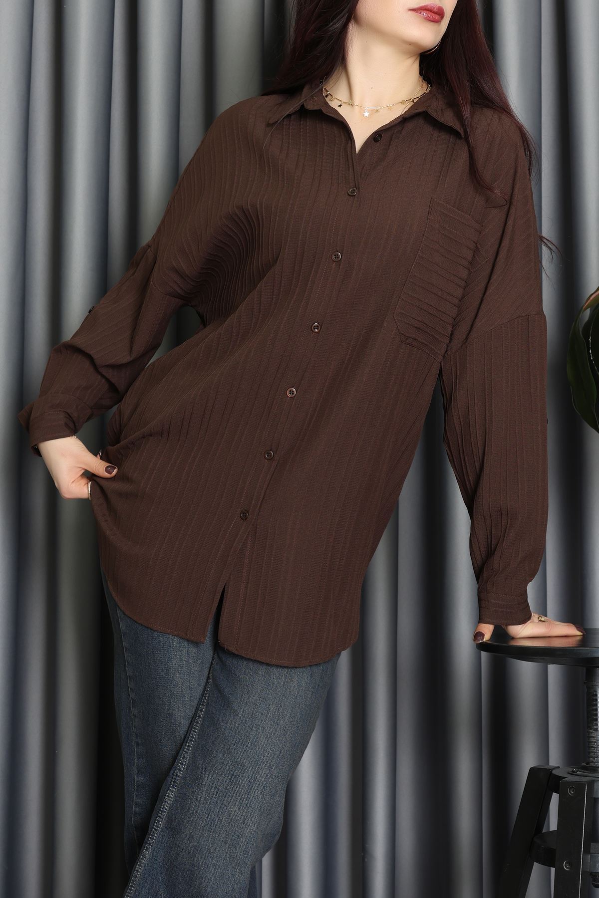 Siena Kumaş Gömlek Kahverengi - 2357.1602.