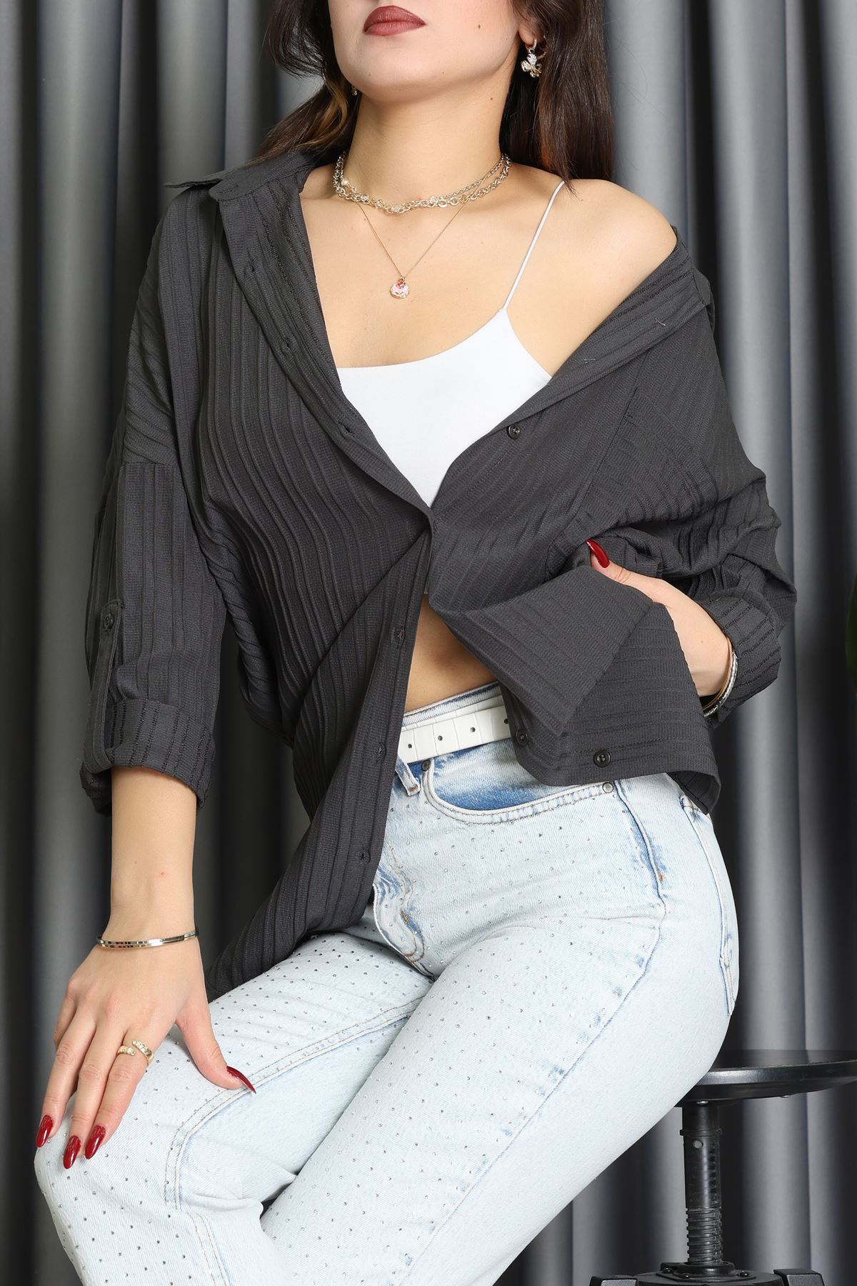 Siena Kumaş Gömlek Antrasit - 2357.1602.