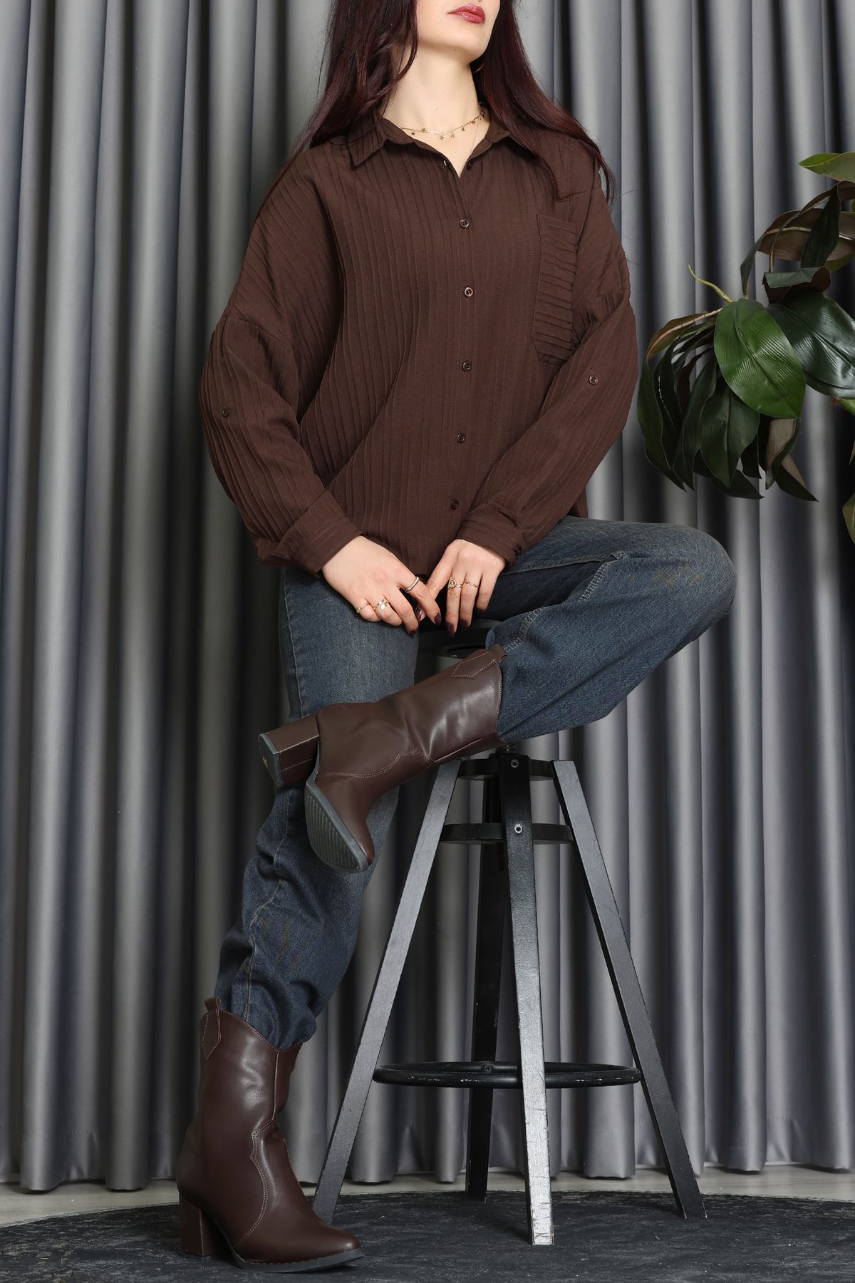 Siena Kumaş Gömlek Kahverengi - 2357.1602.