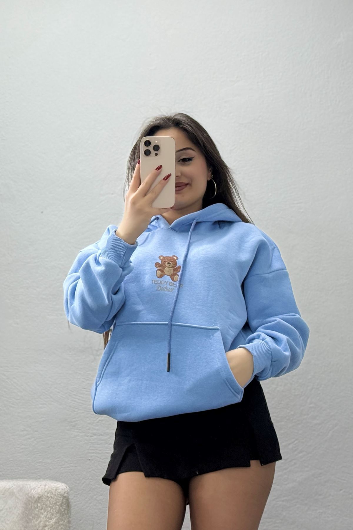 3 İplik Kanguru Cepli Kapşonlu Sweat Bebemavi - 42254.1878.