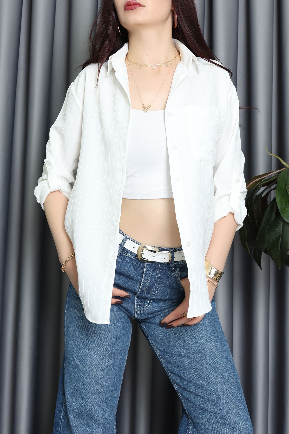 Neva Kumaş Gömlek Ekru - 2415.1602.