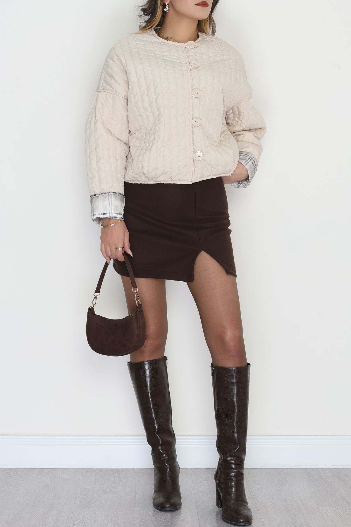 Astarlı Kapitone Ceket Bej - 31635.439.