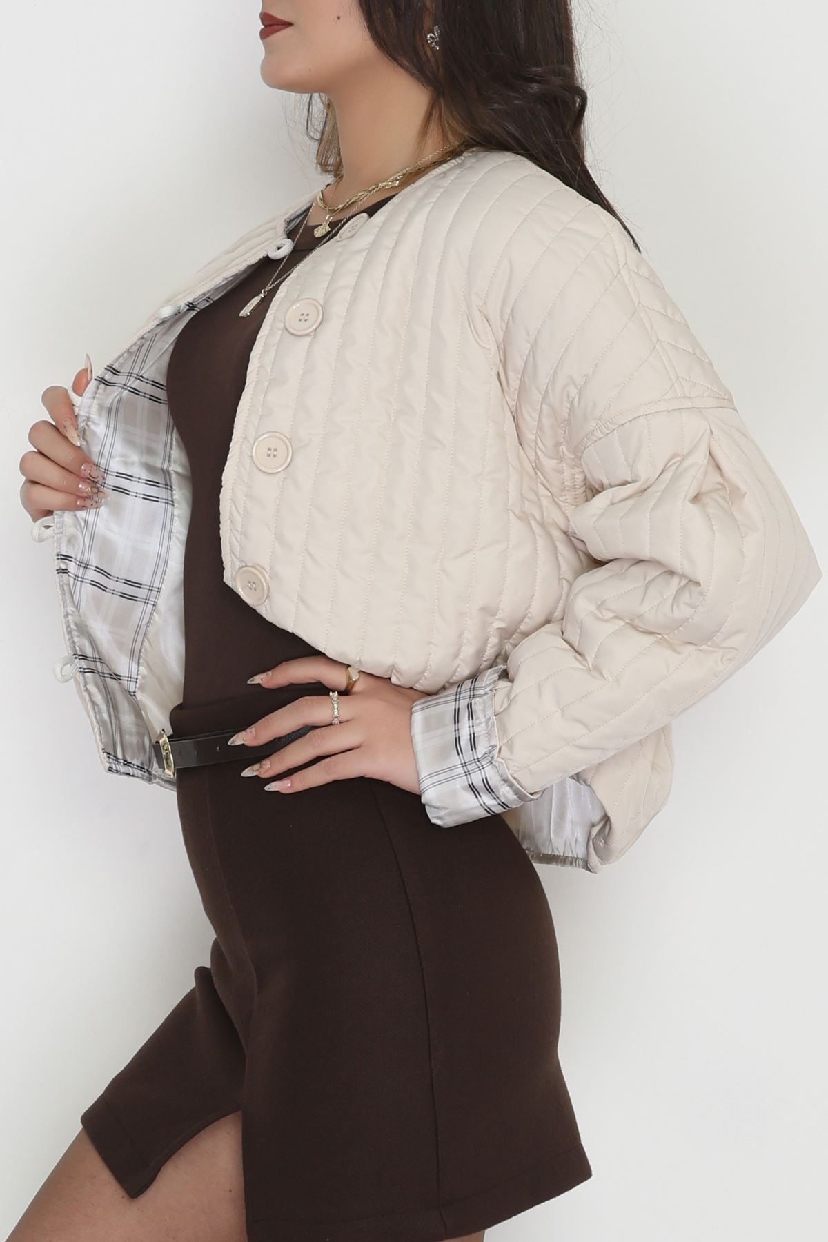 Astarlı Kapitone Ceket Bej - 31635.439.