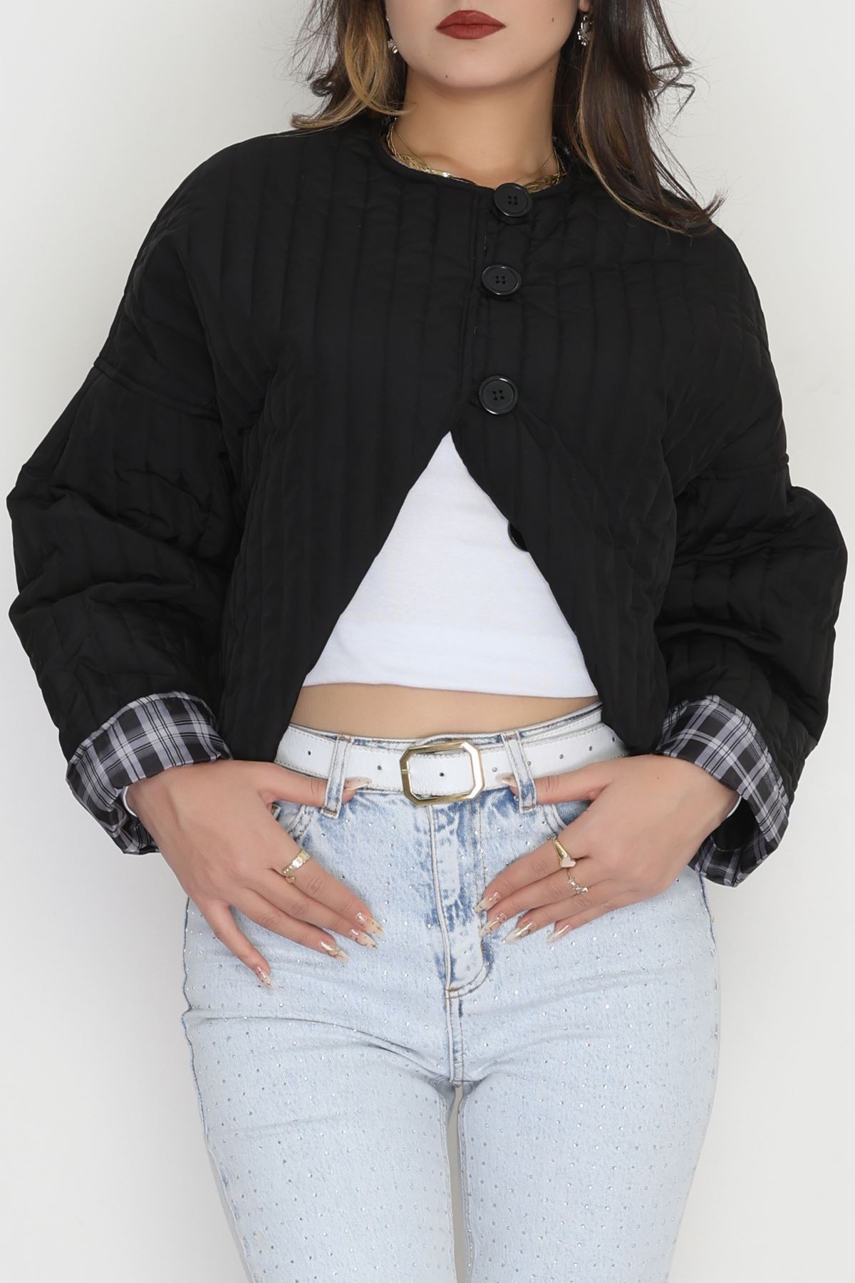 Astarlı Kapitone Ceket Siyah - 31635.439.