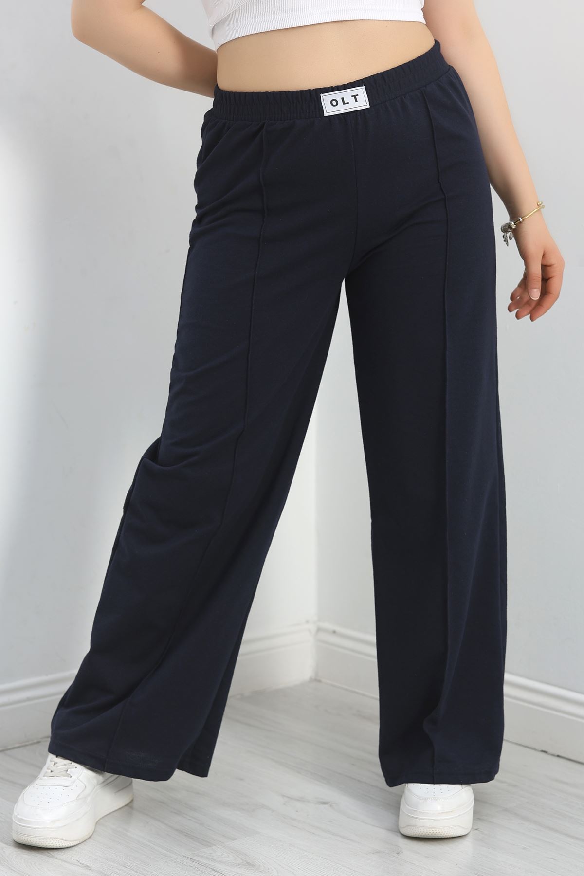 Çımalı Armalı Büyük Beden Eşofman Altı Lacivert - 20231.1005.