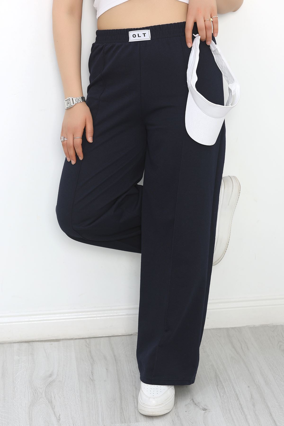 Çımalı Armalı Büyük Beden Eşofman Altı Lacivert - 20231.1005.