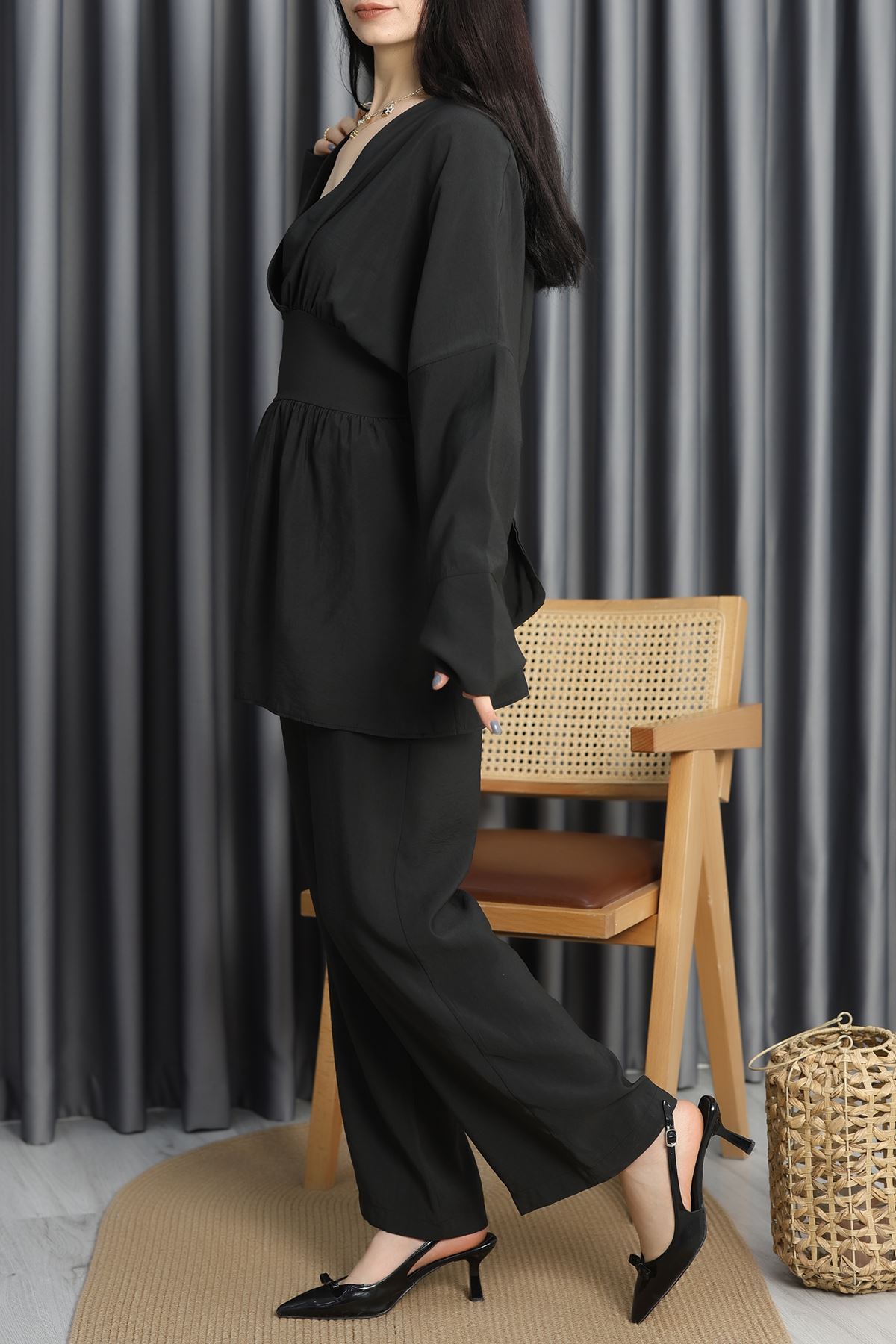 Bağlamalı İkili Takım Siyah - 50628.1988.