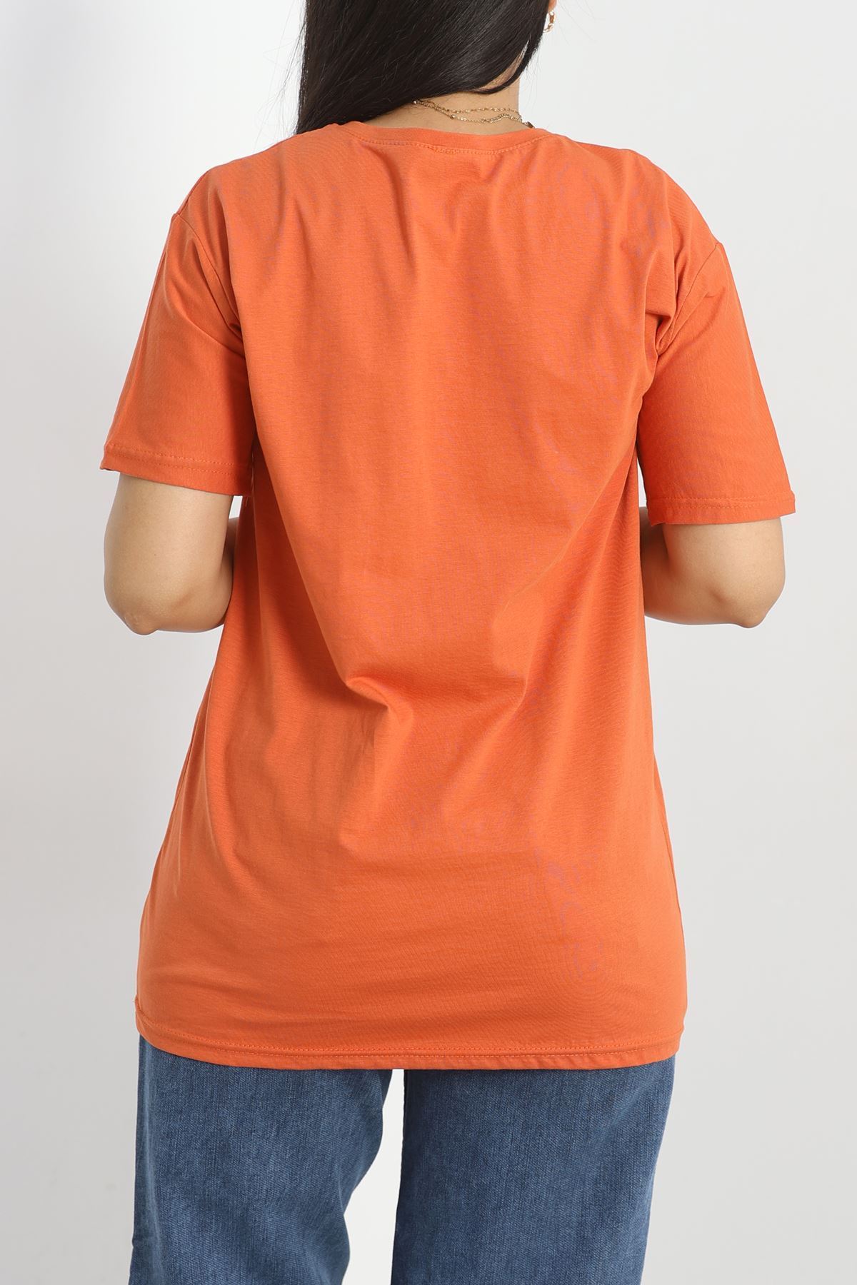 Büyük Beden Lüks Penye Tişört Kiremit - 80666.1878.