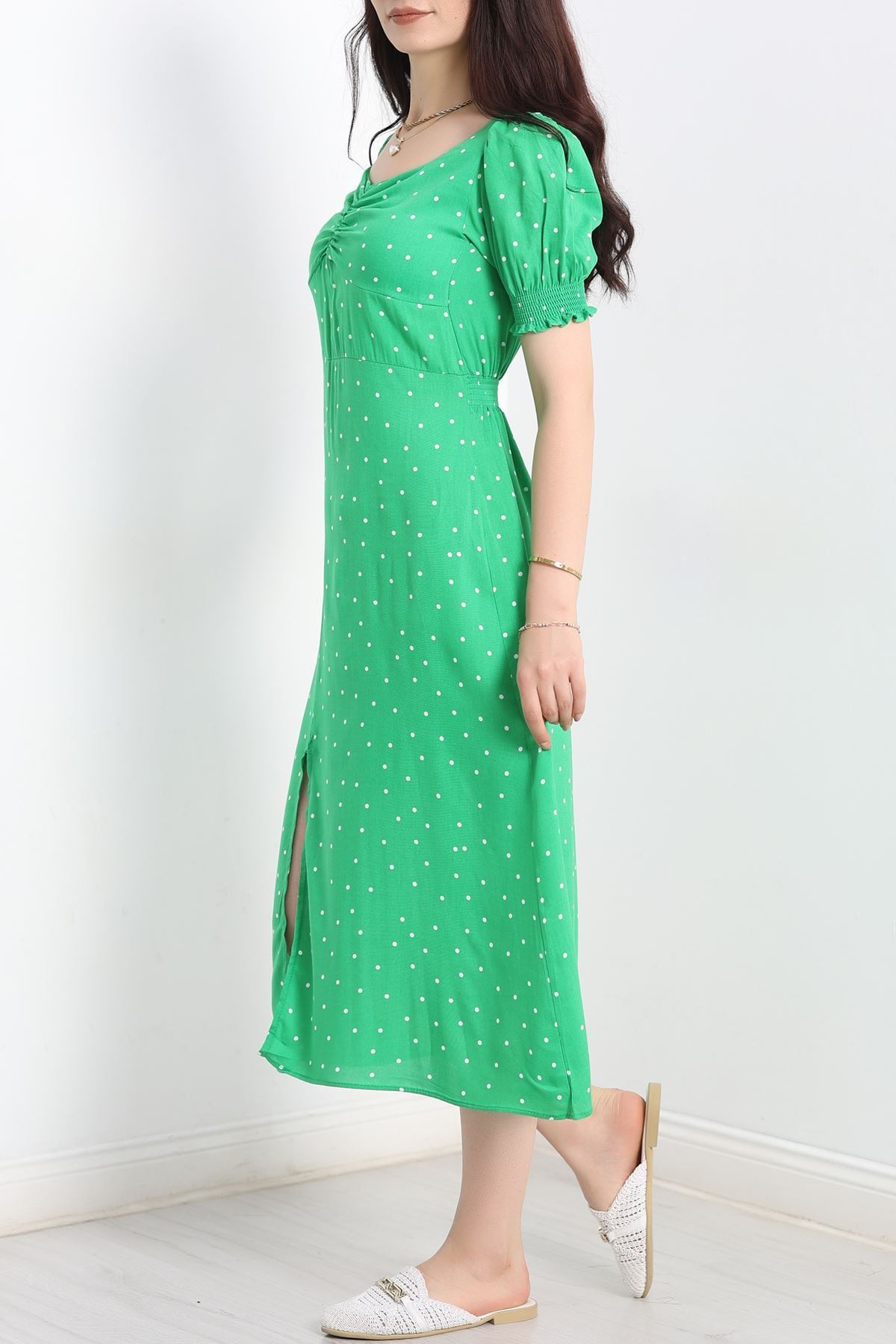 Öpücük Yaka Elbise Puanlıyeşil - 696.1247.