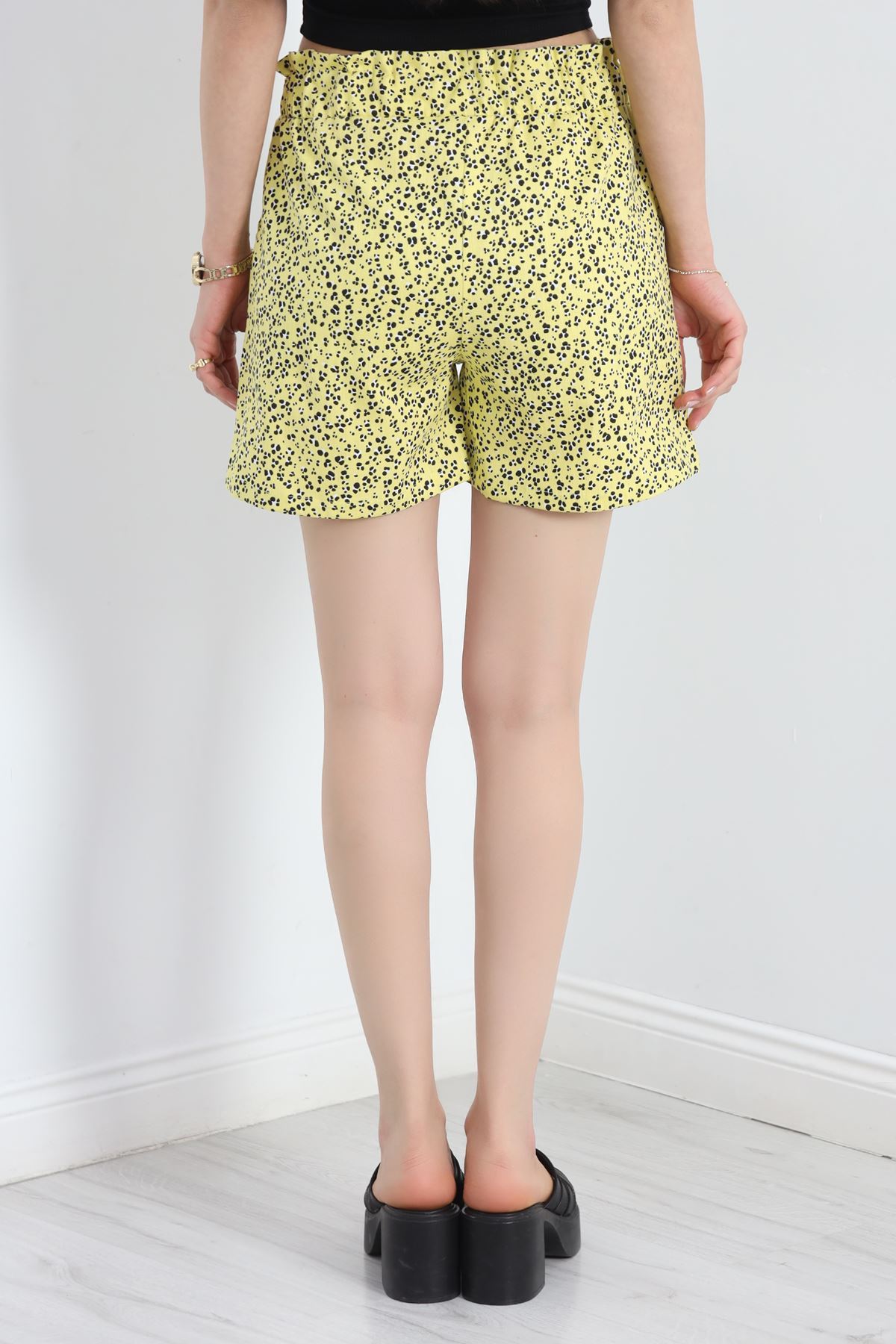 Desenli Dokuma Şort Sarı - 19850.1837.