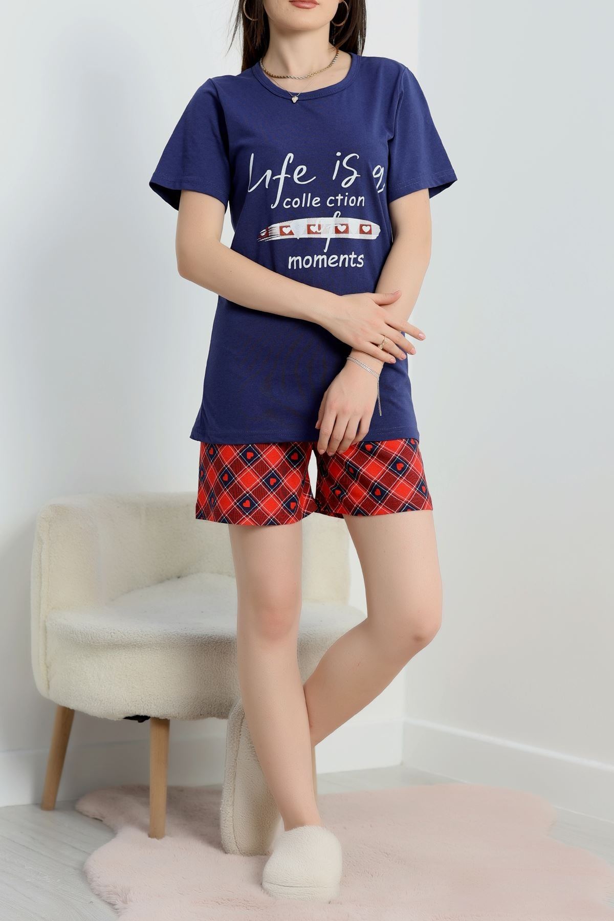 Süprem Baskılı Pijama Takım Lacikırmızı - 50775.1773.