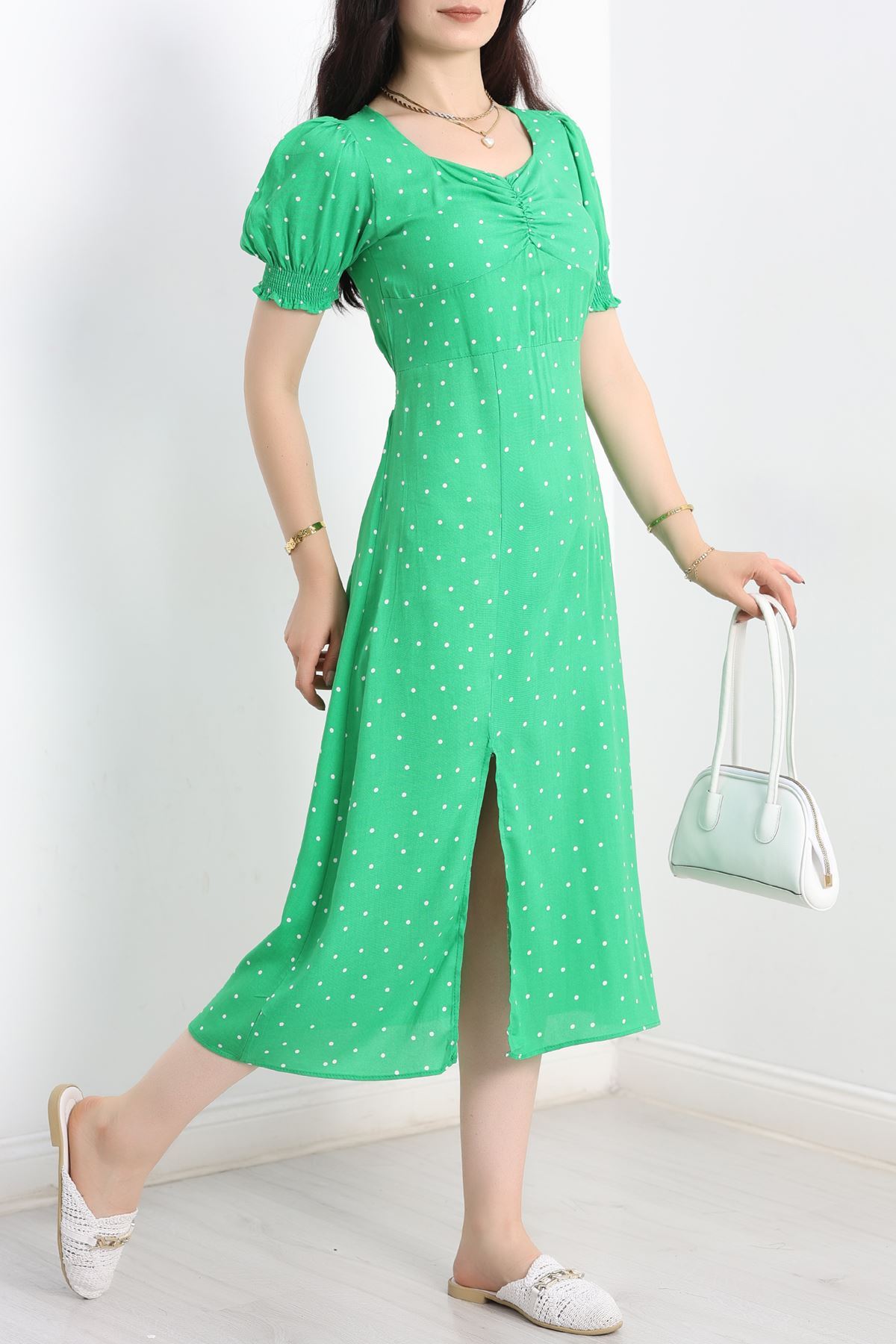 Öpücük Yaka Elbise Puanlıyeşil - 696.1247.