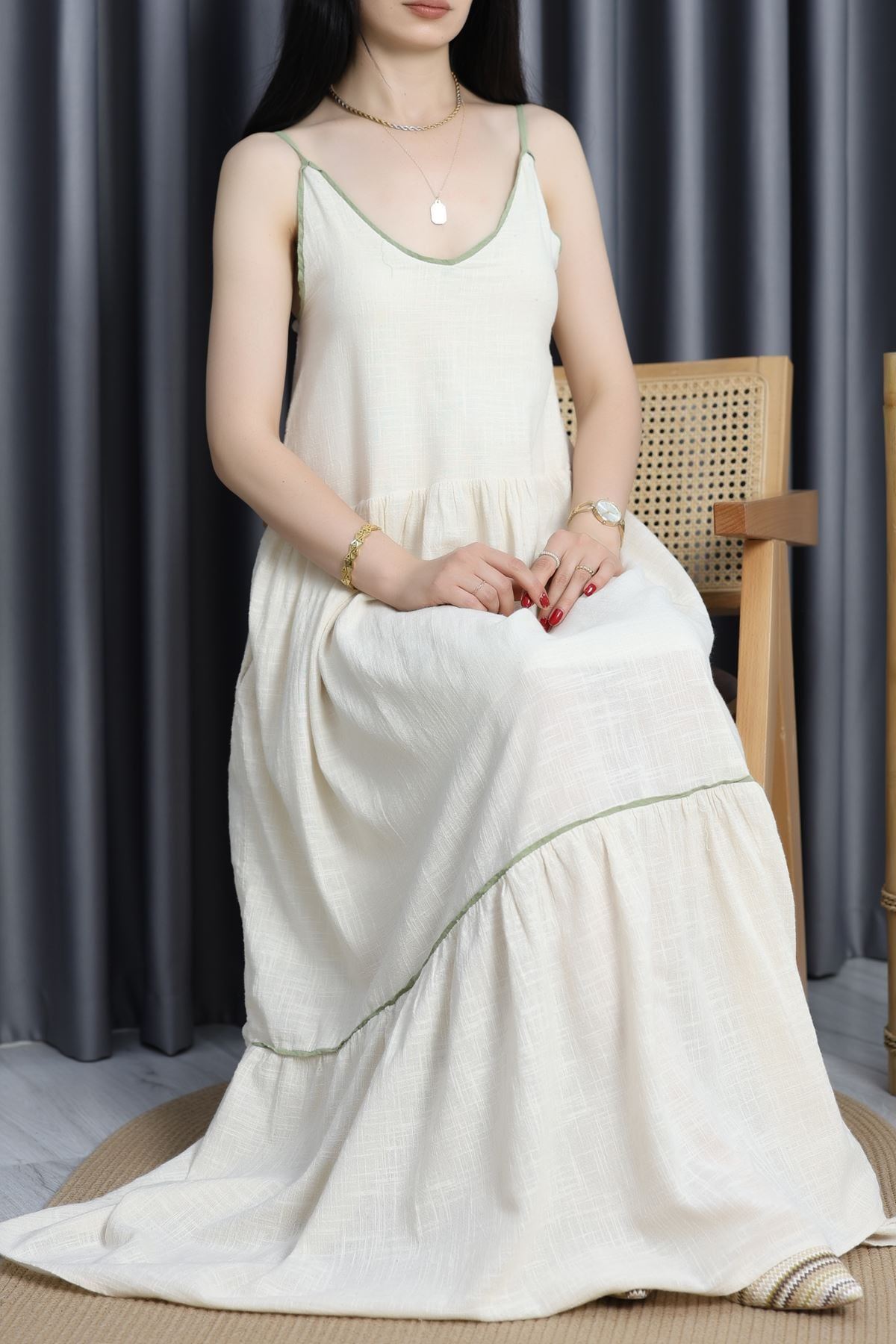 Keten Elbise Bej - 41566.308.