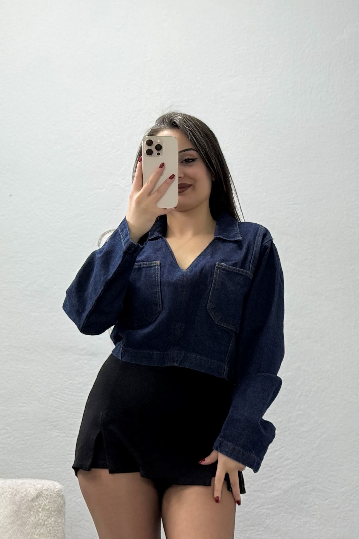 V Yaka Kot Sweat Lacivert - 450.1238.