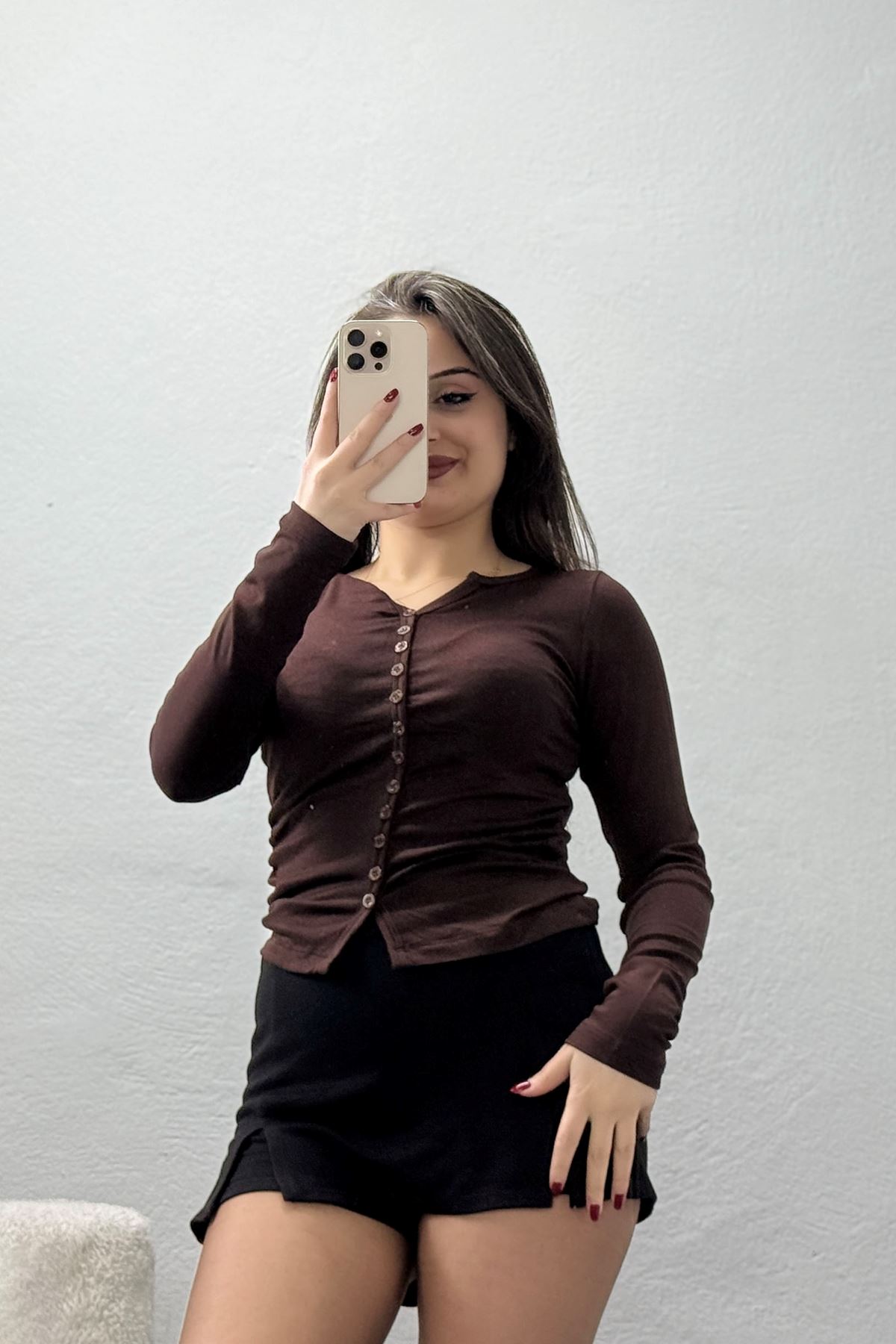 Buzzy Ribana Önden Düğmeli Body Acıkahve - 55095.1567.