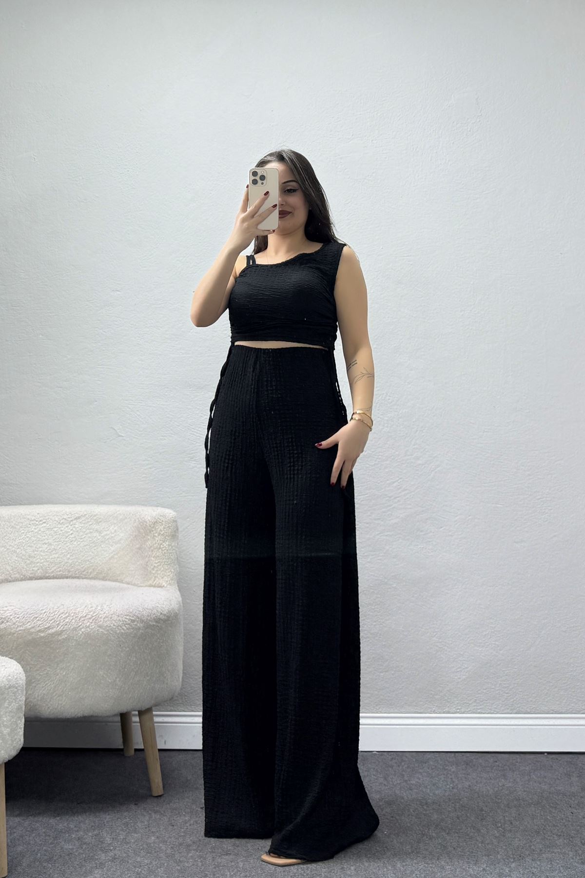 Bubble Büzgülü İkili Takım Siyah - 32242.1857.