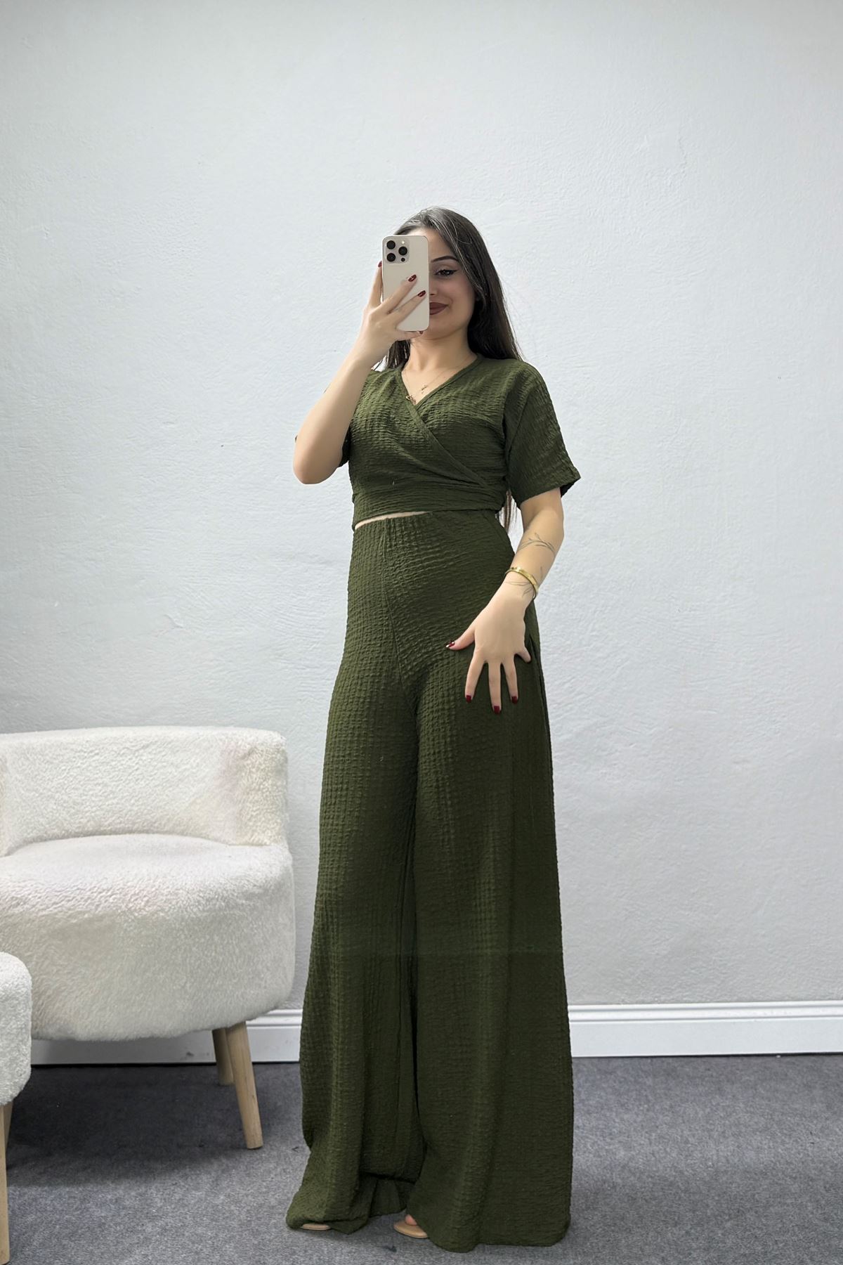 Bubble V Yaka İkili Takım Yeşil - 32243.1857.