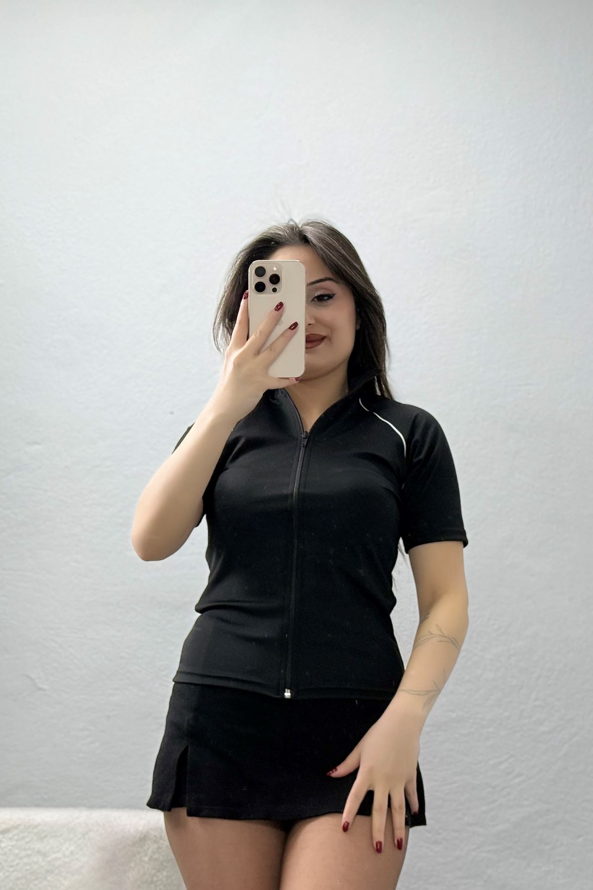 Fermuarlı Crop Ceket Siyah - 43976.053.