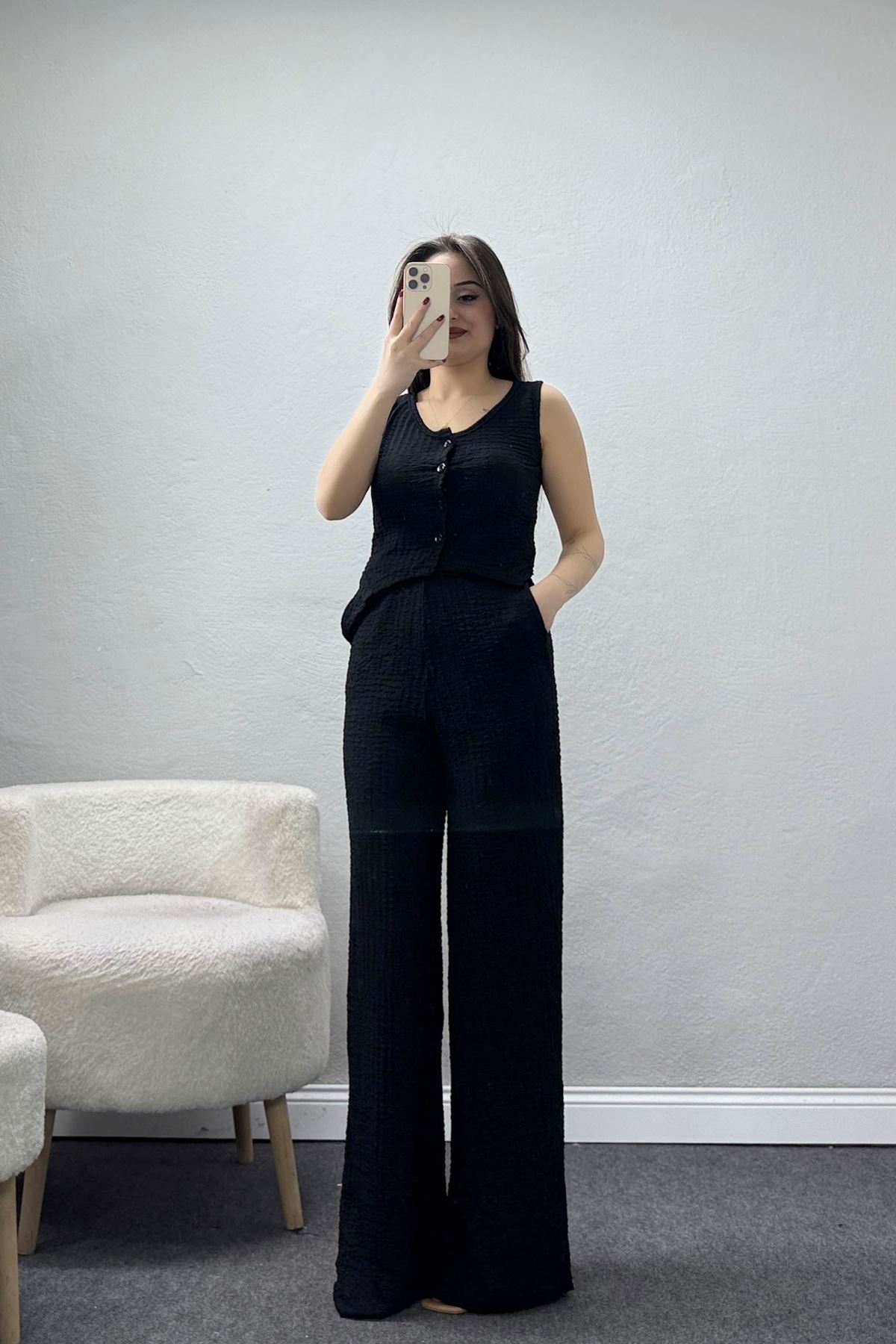 Bubble Düğmeli İkili Takım Siyah - 32244.1857.