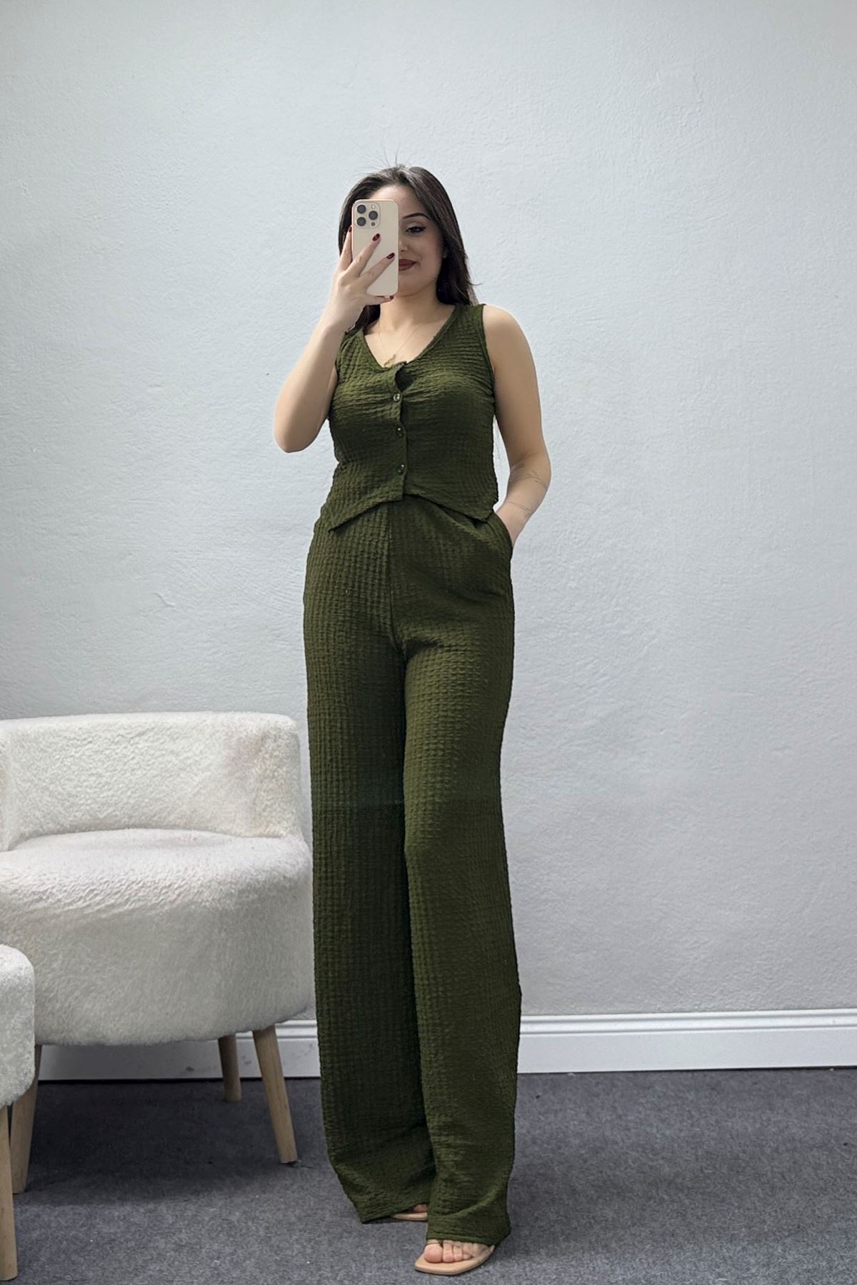 Bubble Düğmeli İkili Takım Yeşil - 32244.1857.