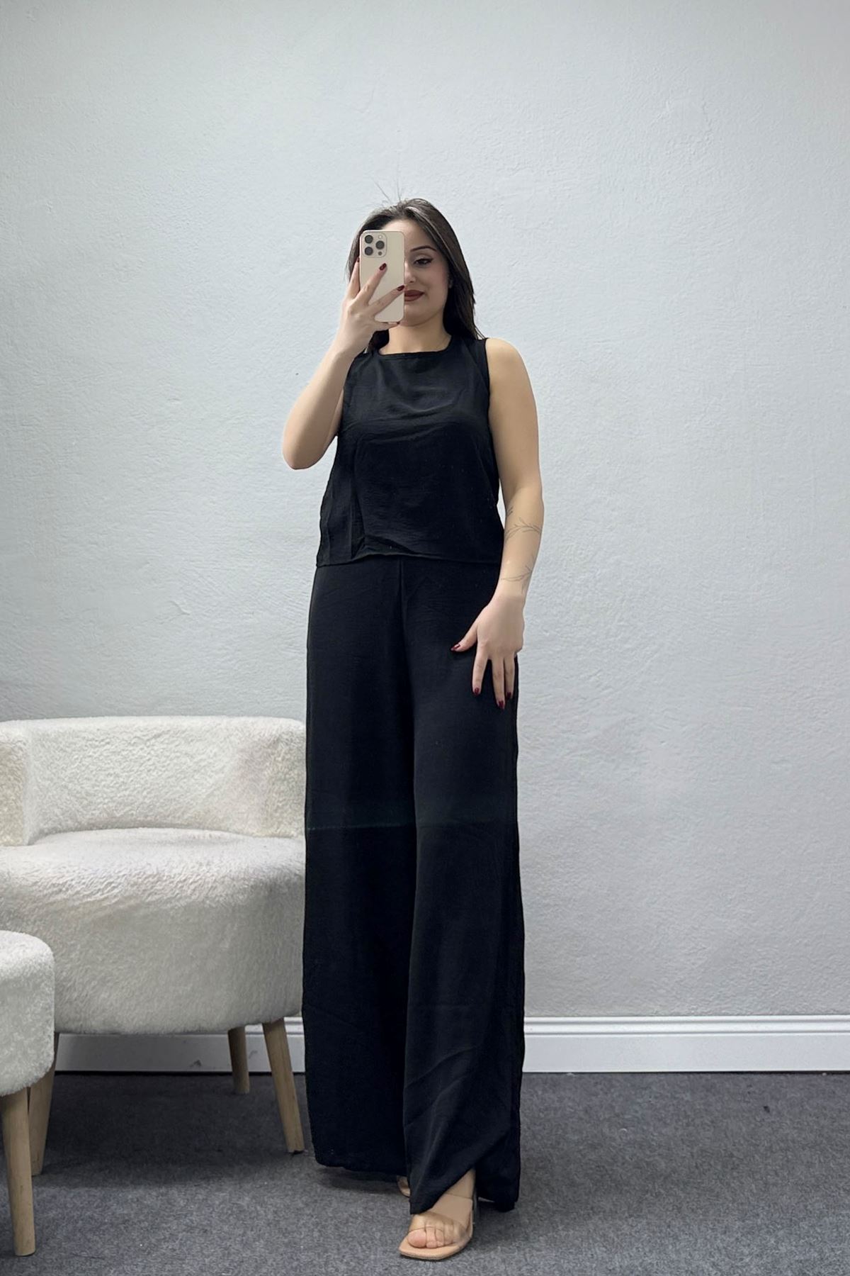 Ayrobin Kumaş Bol Paça İkili Takım Siyah - 71150.1748.