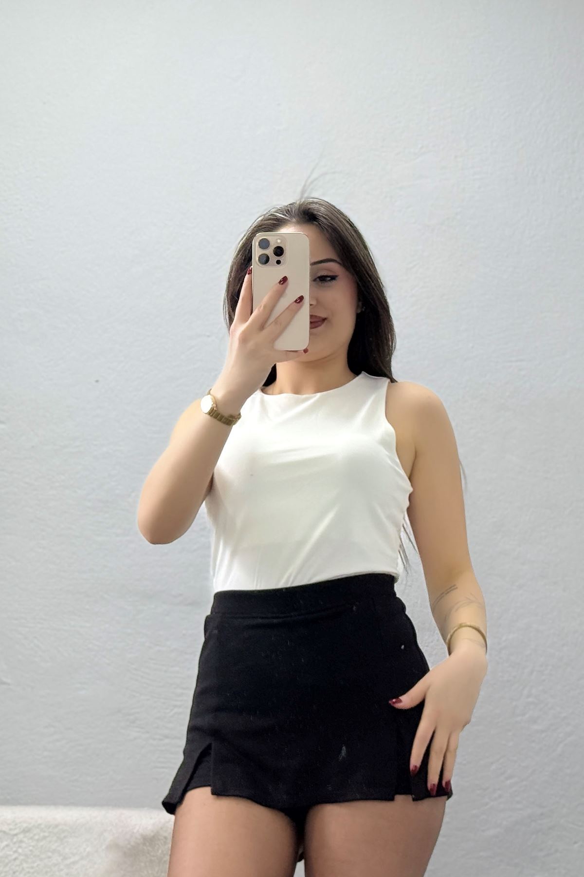 Sıfır Kol Çıtçıtlı Body Ekru - 014.1238.