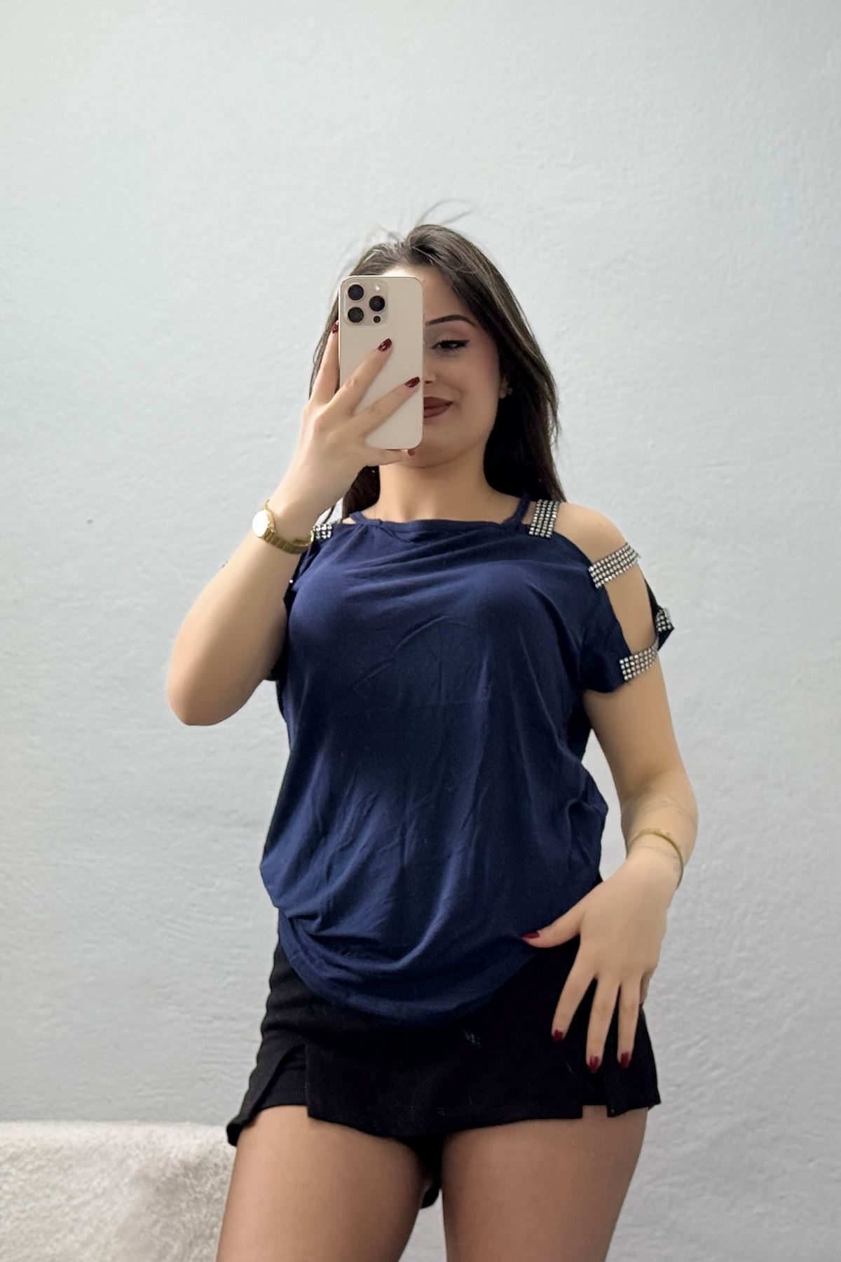 Omuz Dekolteli Bluz İndigo - 11273.599.