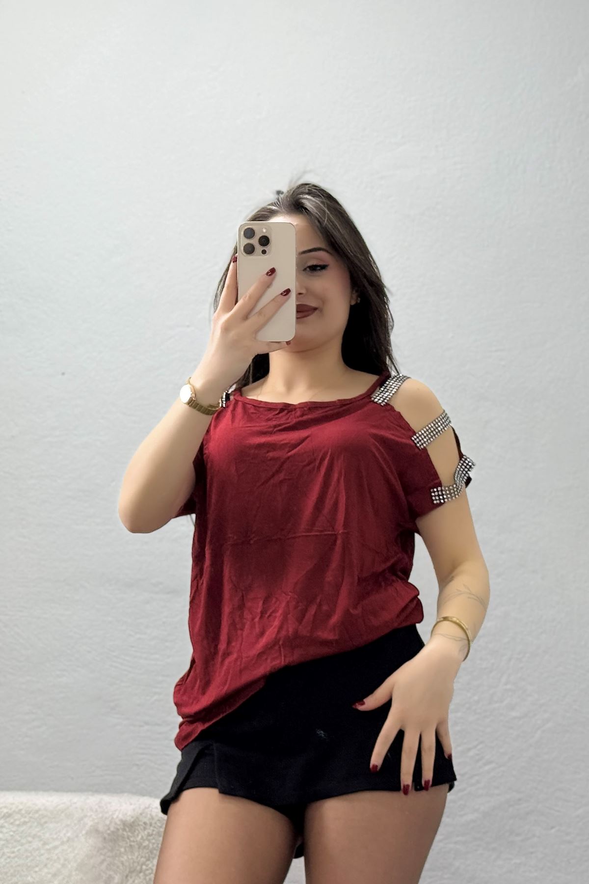 Omuz Dekolteli Bluz Kiremit - 11273.599.