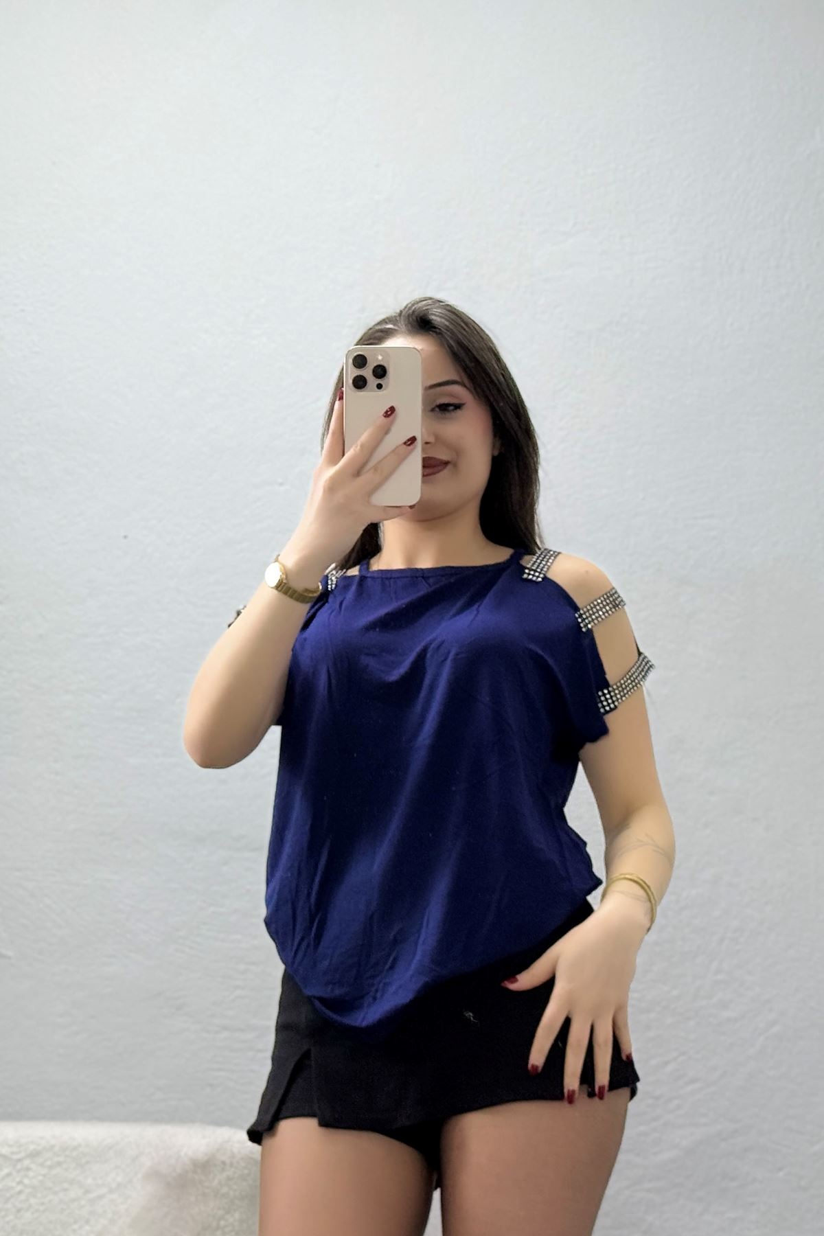 Omuz Dekolteli Bluz Lacivert - 11273.599.