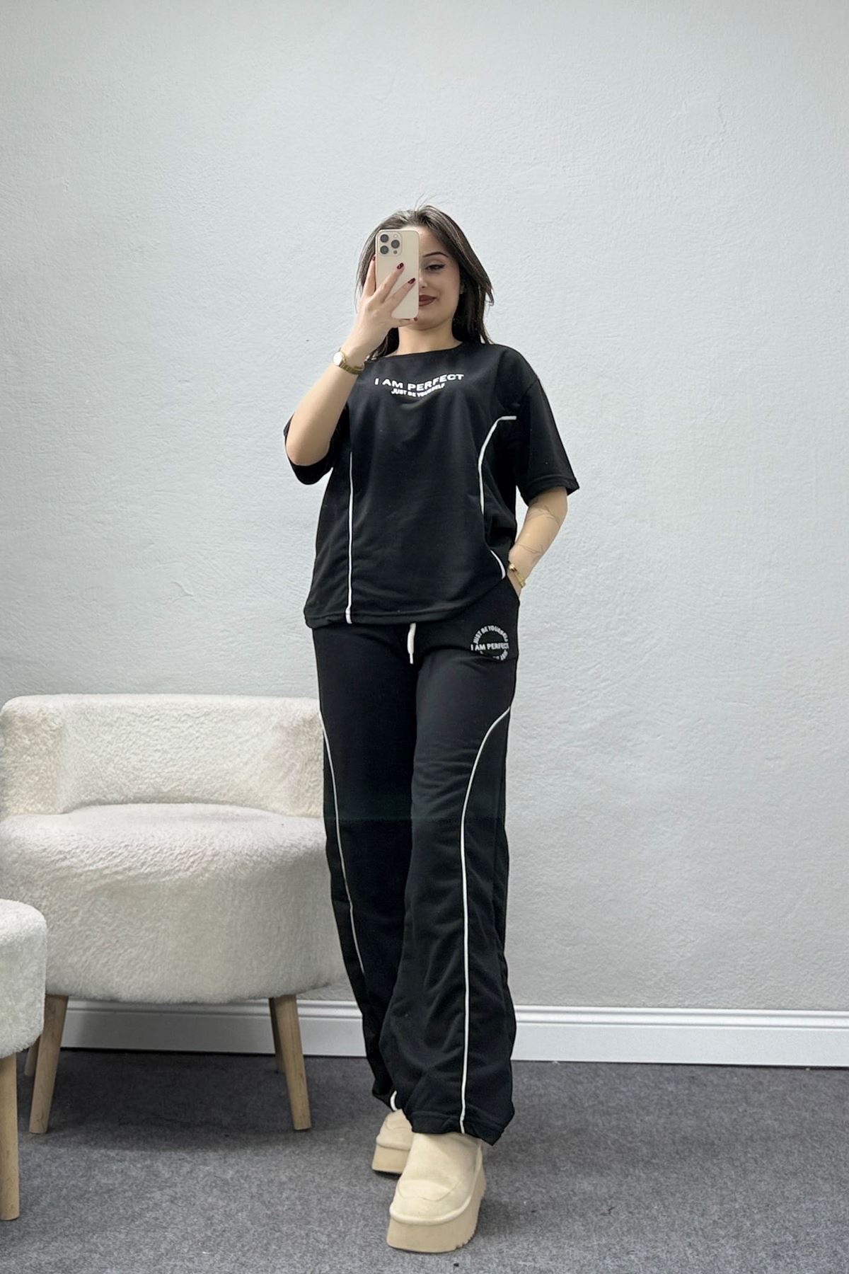 Biyeli Eşofman Takımı Siyah - 52275.1005.