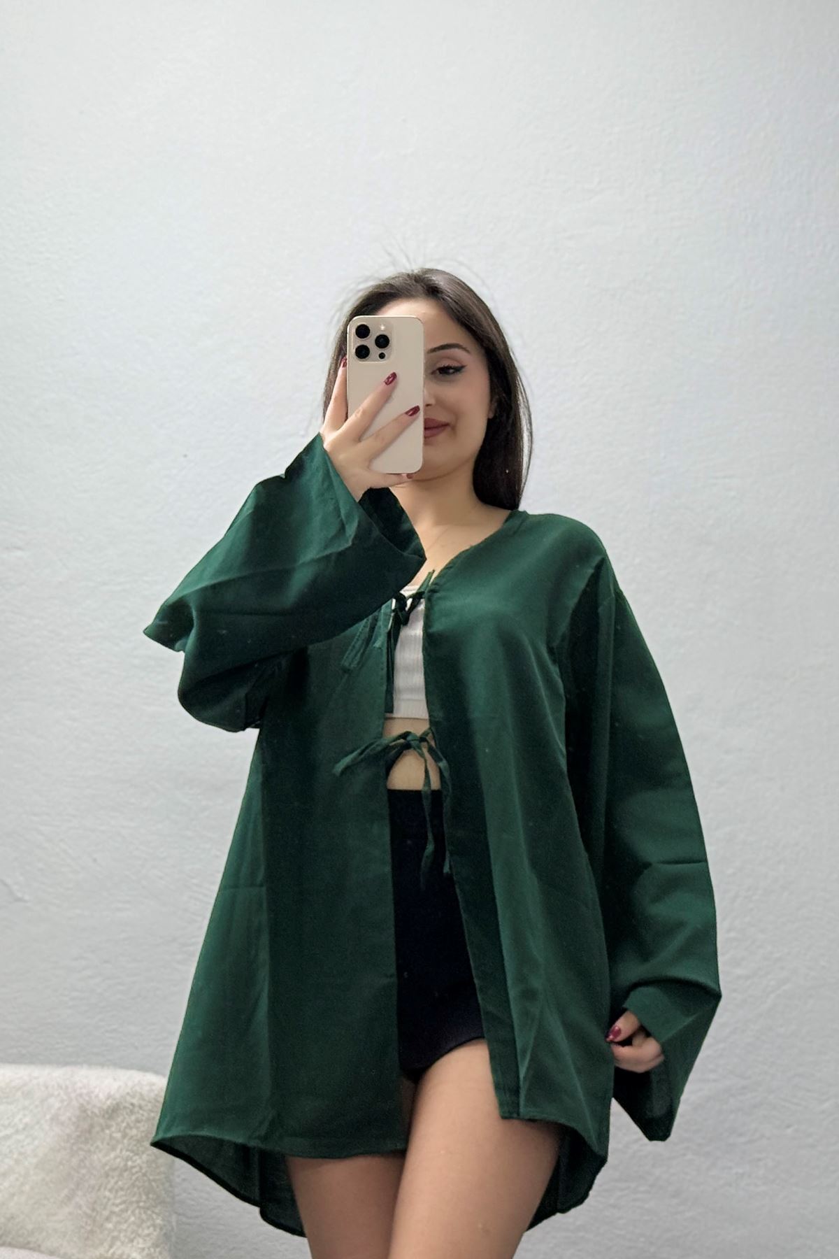 Bağlamalı Terikoton Gömlek Zümrüt - 32429.1949.