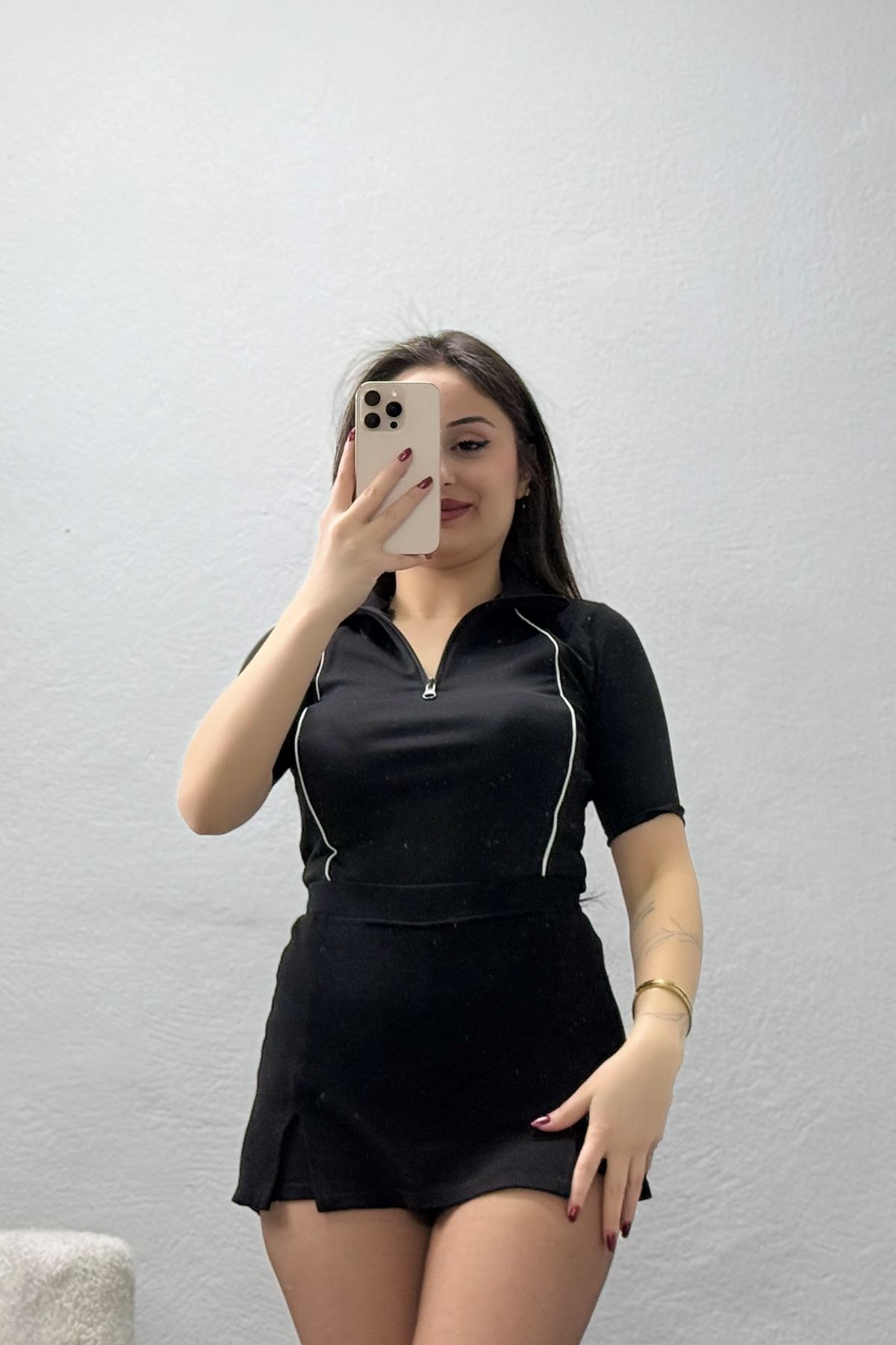 Fermuar Detay Crop Body Siyah - 43978.053.