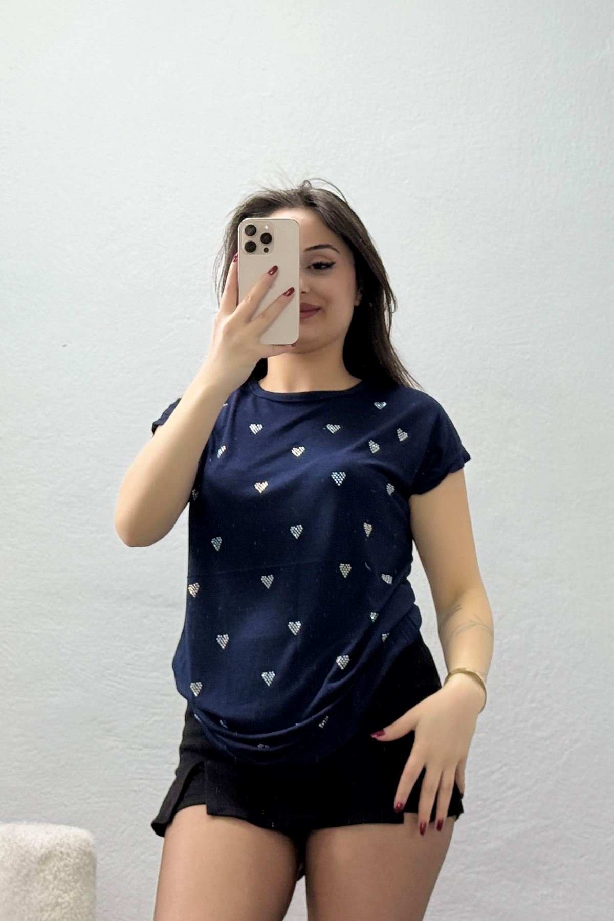 Taşlı Viskon Bluz Lacivert - 70387.599.