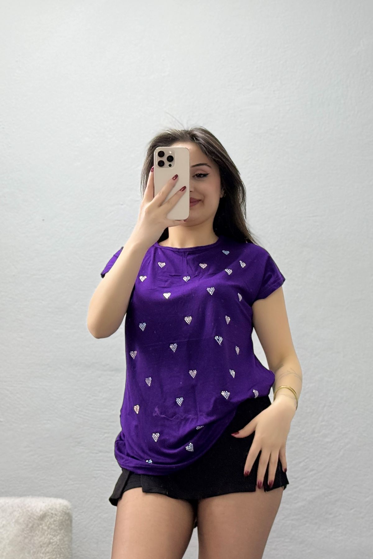 Taşlı Viskon Bluz Mor - 70387.599.